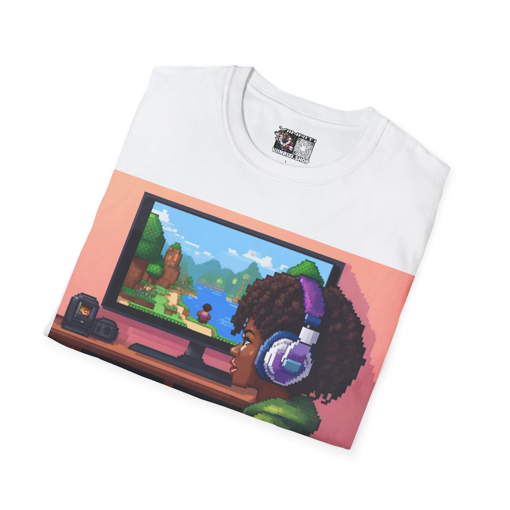 Girl Gamer T-Shirt — Retro Pixel Art ‘GIRL GAMER HERE!’ Tee for Female Gamers