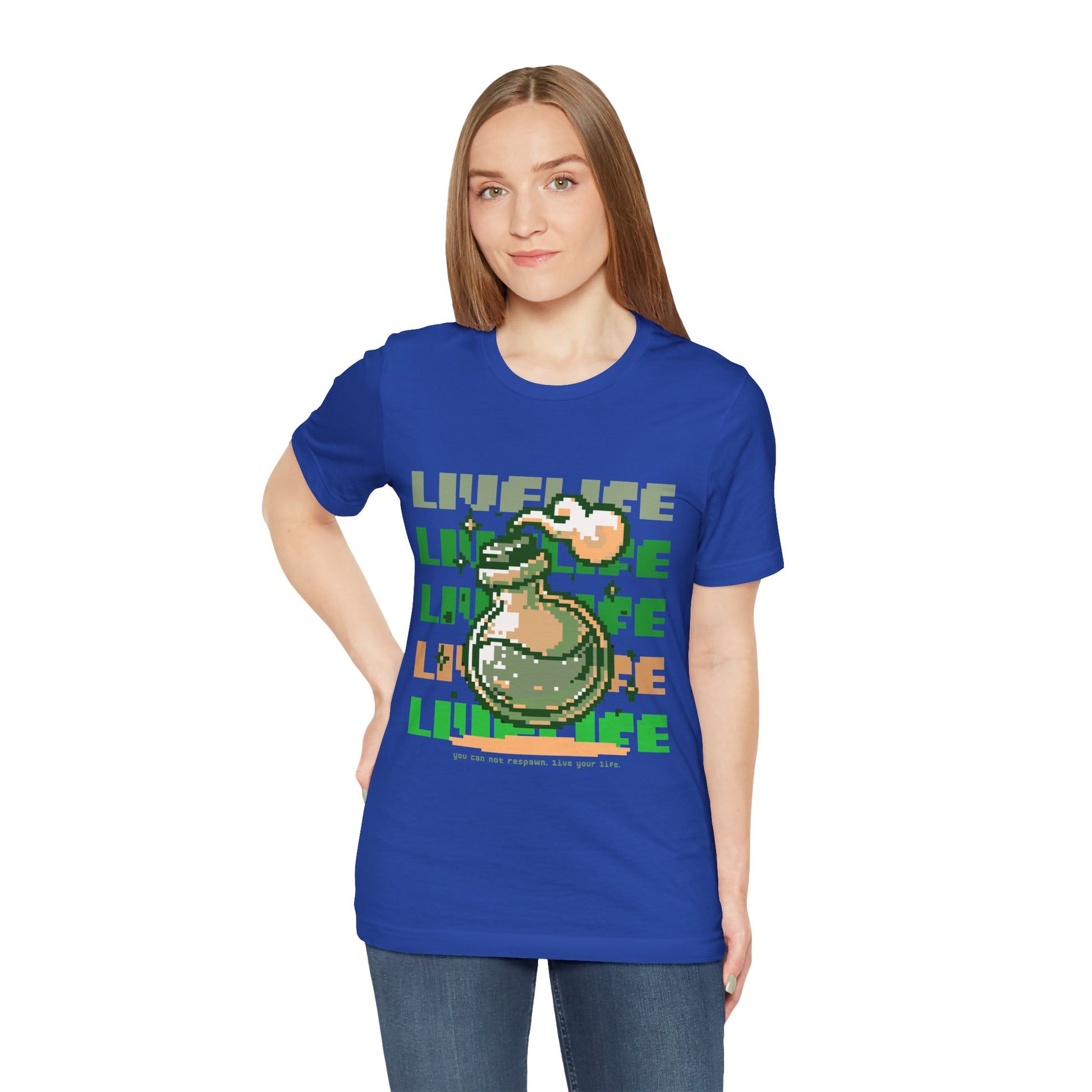 Live Life Pixel Frog Graphic Tee — Retro Gaming Nature T-Shirt