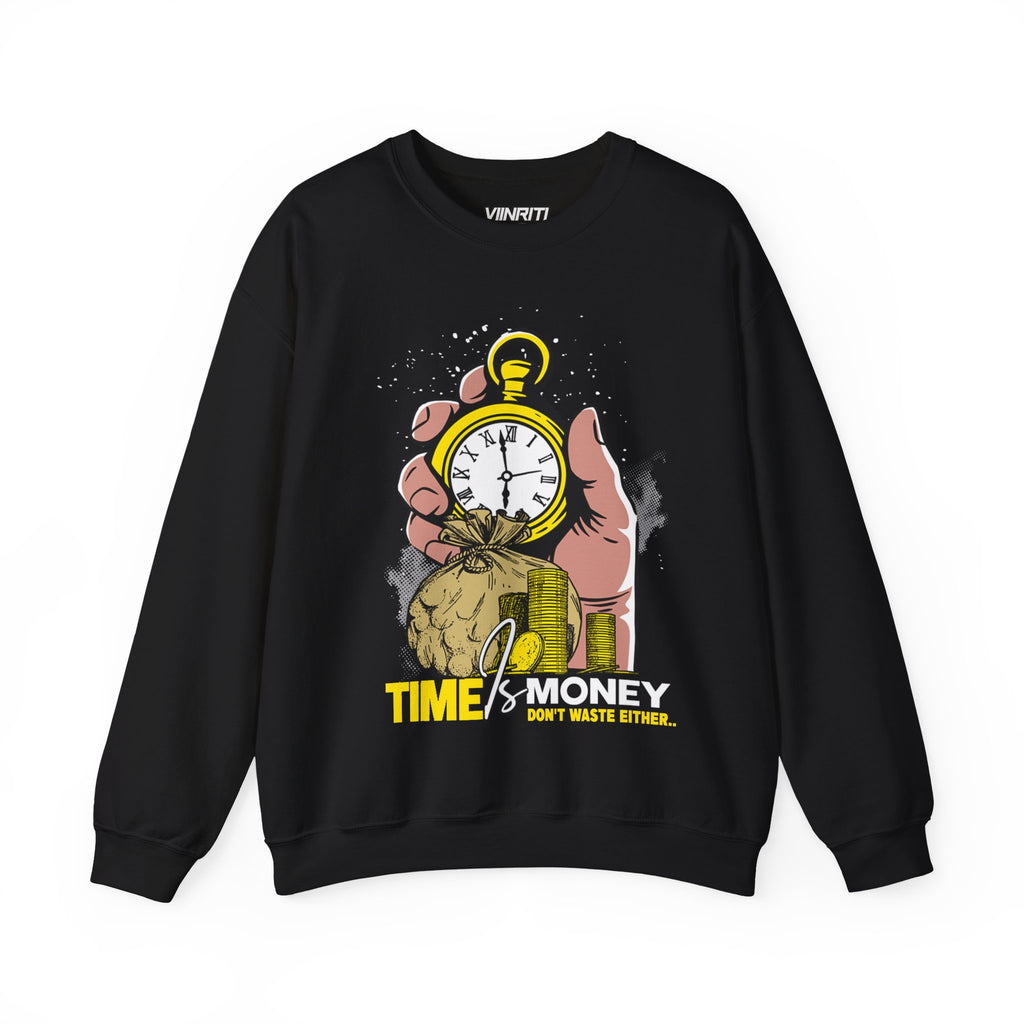 Time Is Money Crewneck Sweatshirt — Vintage Pocket Watch Graphic