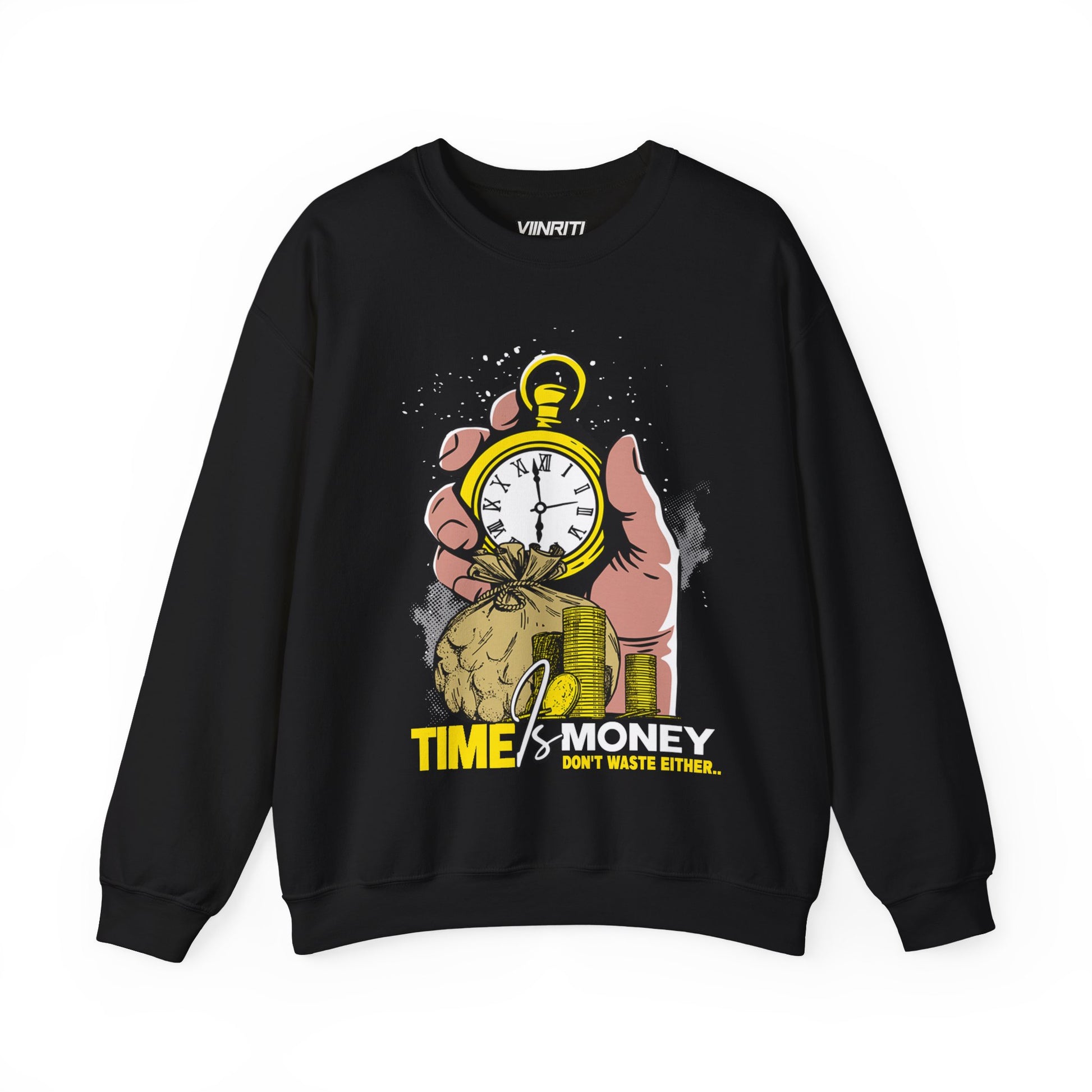 Time Is Money Crewneck Sweatshirt — Vintage Pocket Watch Graphic