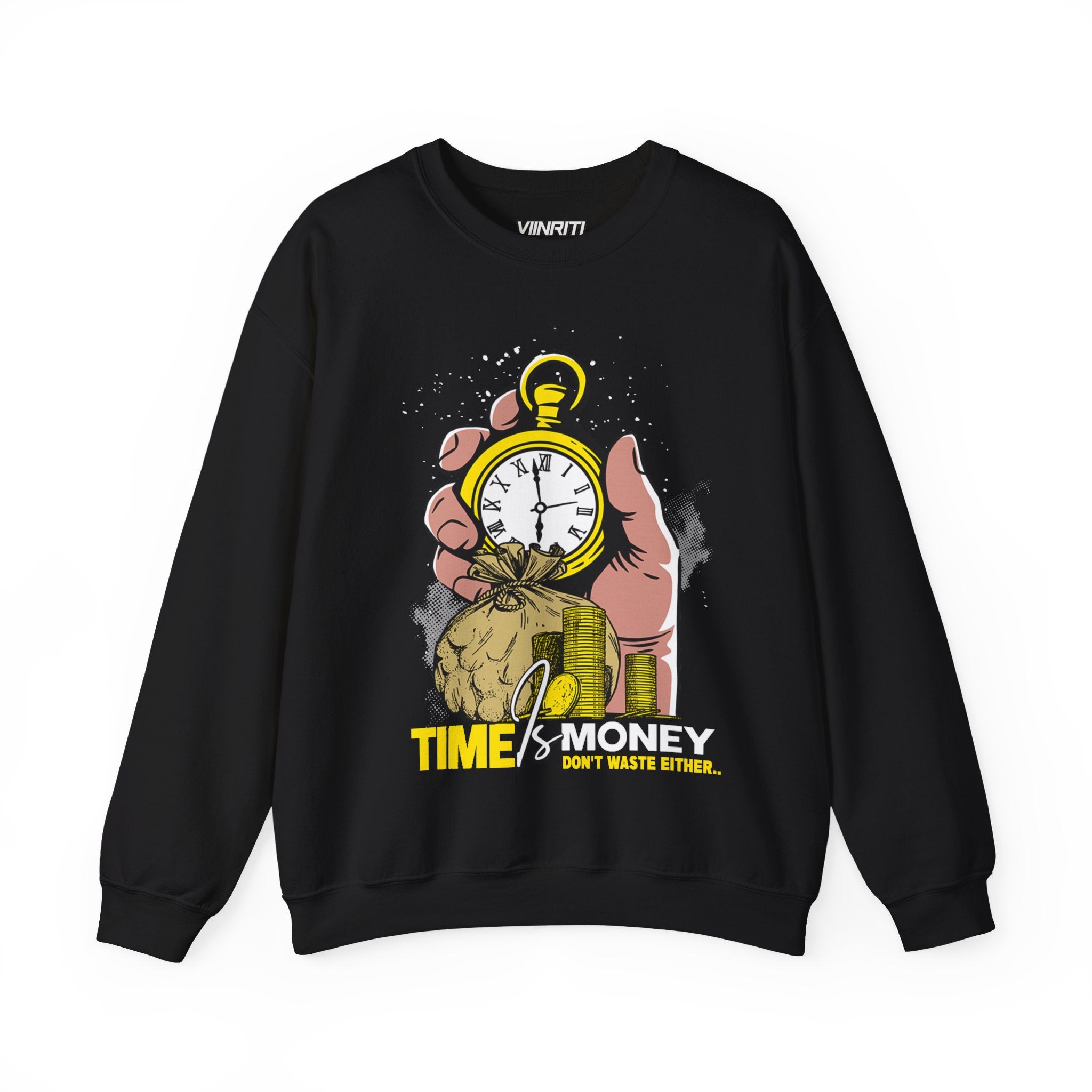 Time Is Money Crewneck Sweatshirt — Vintage Pocket Watch Graphic