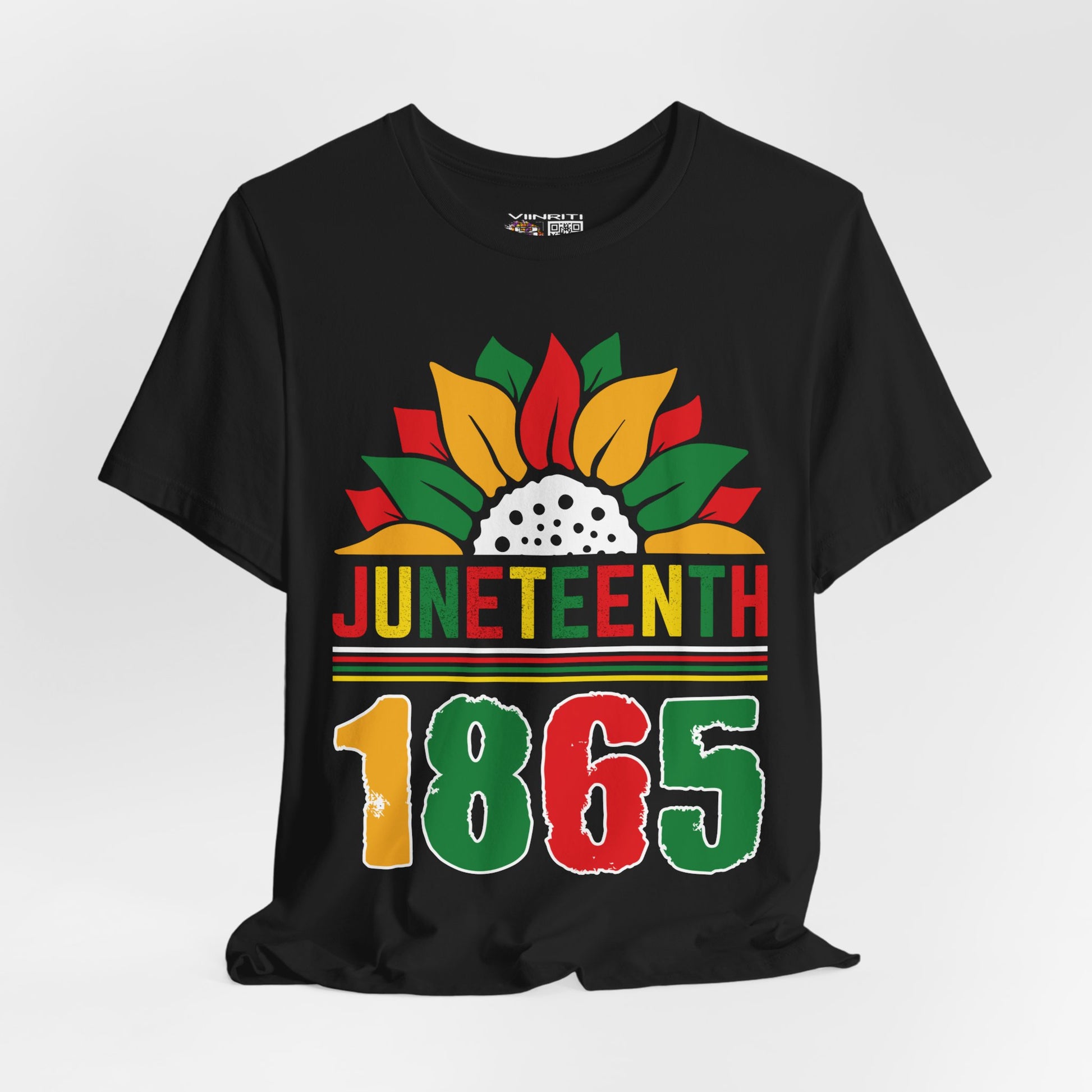 Juneteenth 1865 Celebration Tee — Black Freedom Sunflower Graphic Shirt