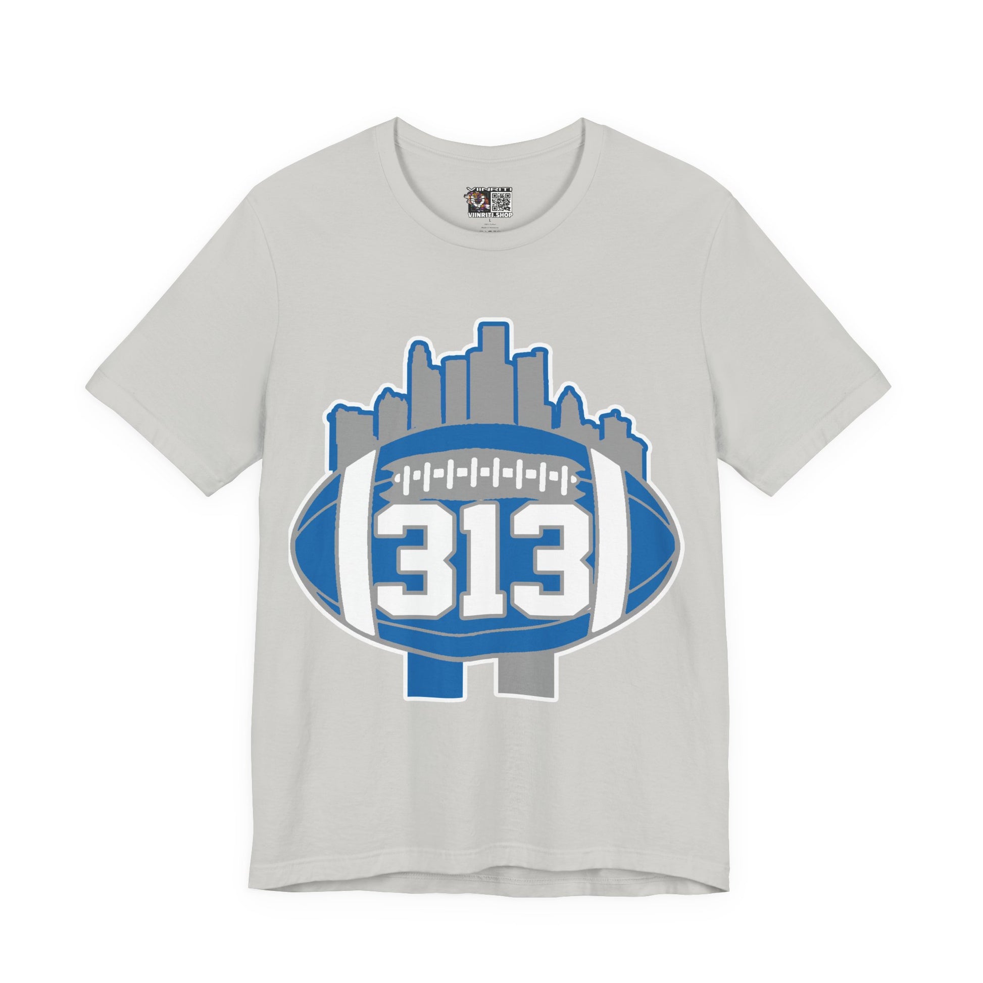 Detroit 313 Football T-Shirt — City Skyline & Number 313 Logo