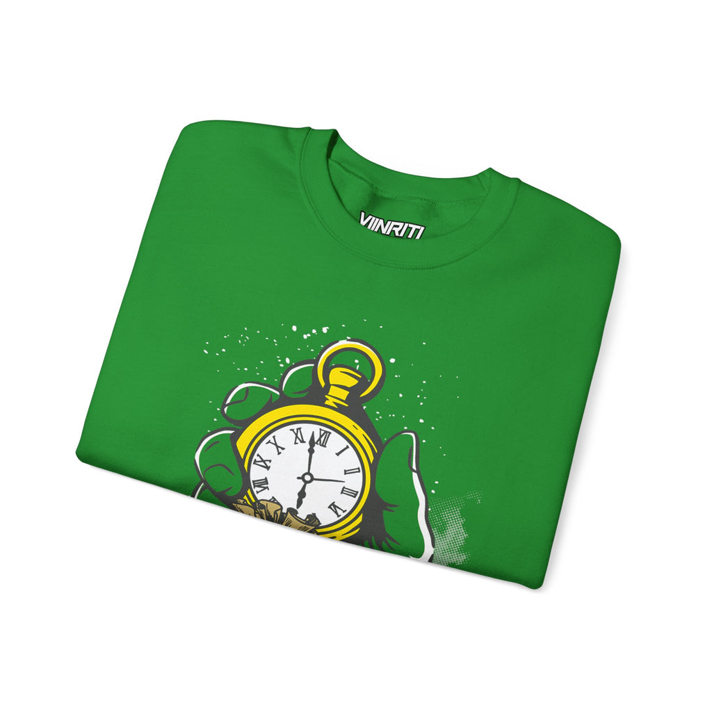 Time Is Money Crewneck Sweatshirt — Vintage Pocket Watch Graphic