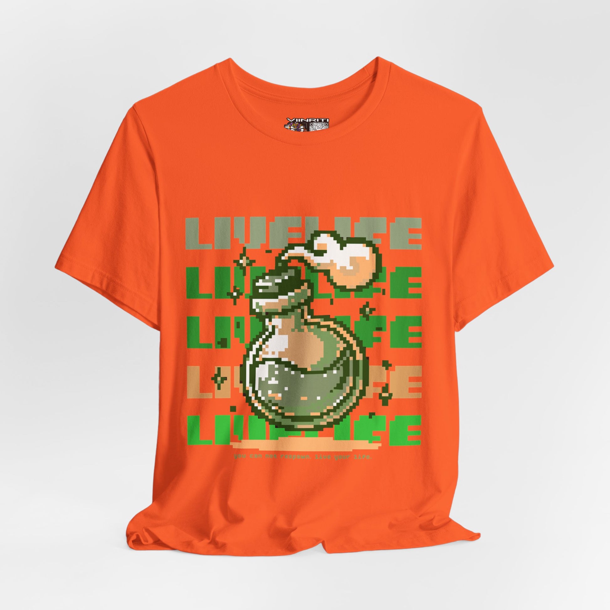 Live Life Pixel Frog Graphic Tee — Retro Gaming Nature T-Shirt