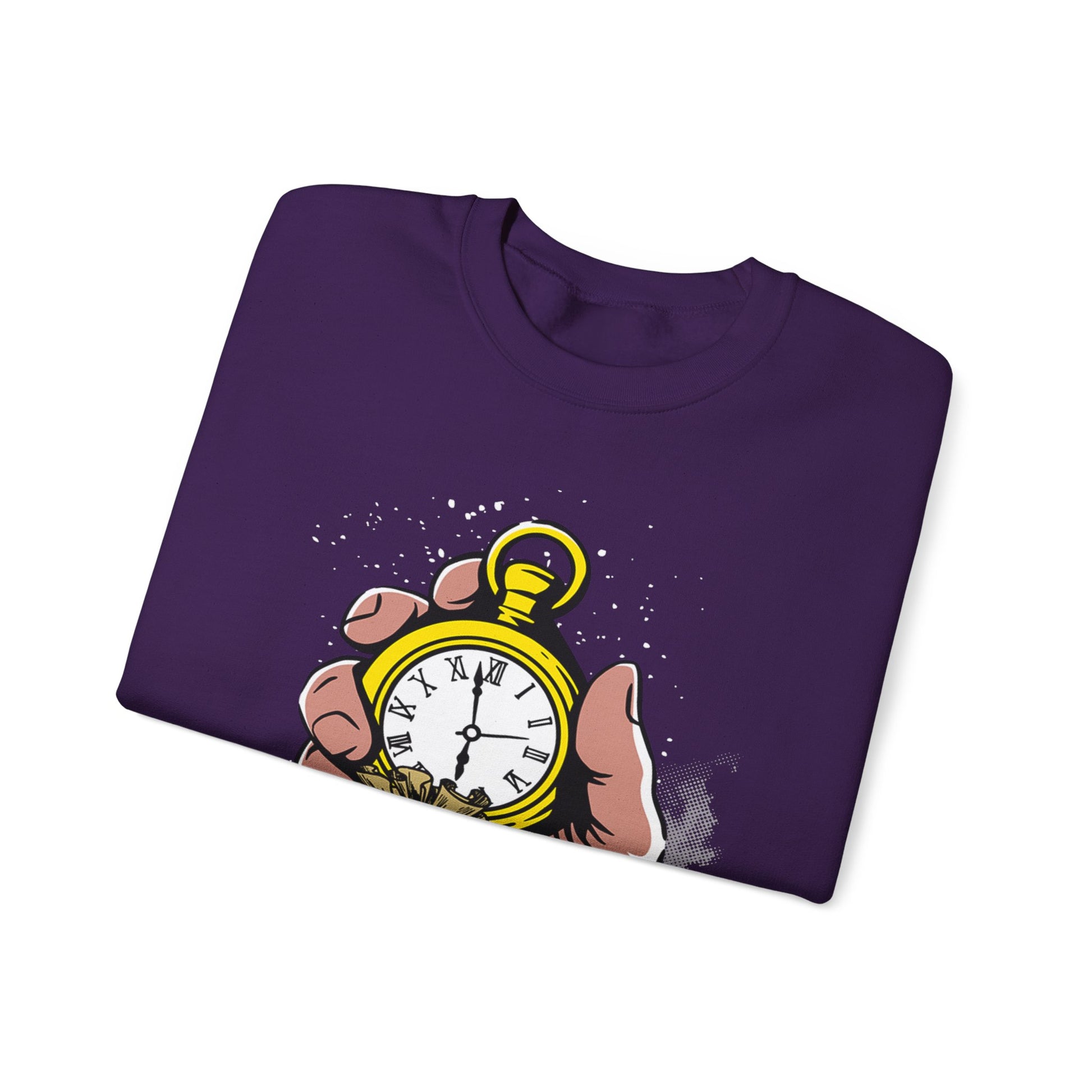 Time Is Money Crewneck Sweatshirt — Vintage Pocket Watch Graphic