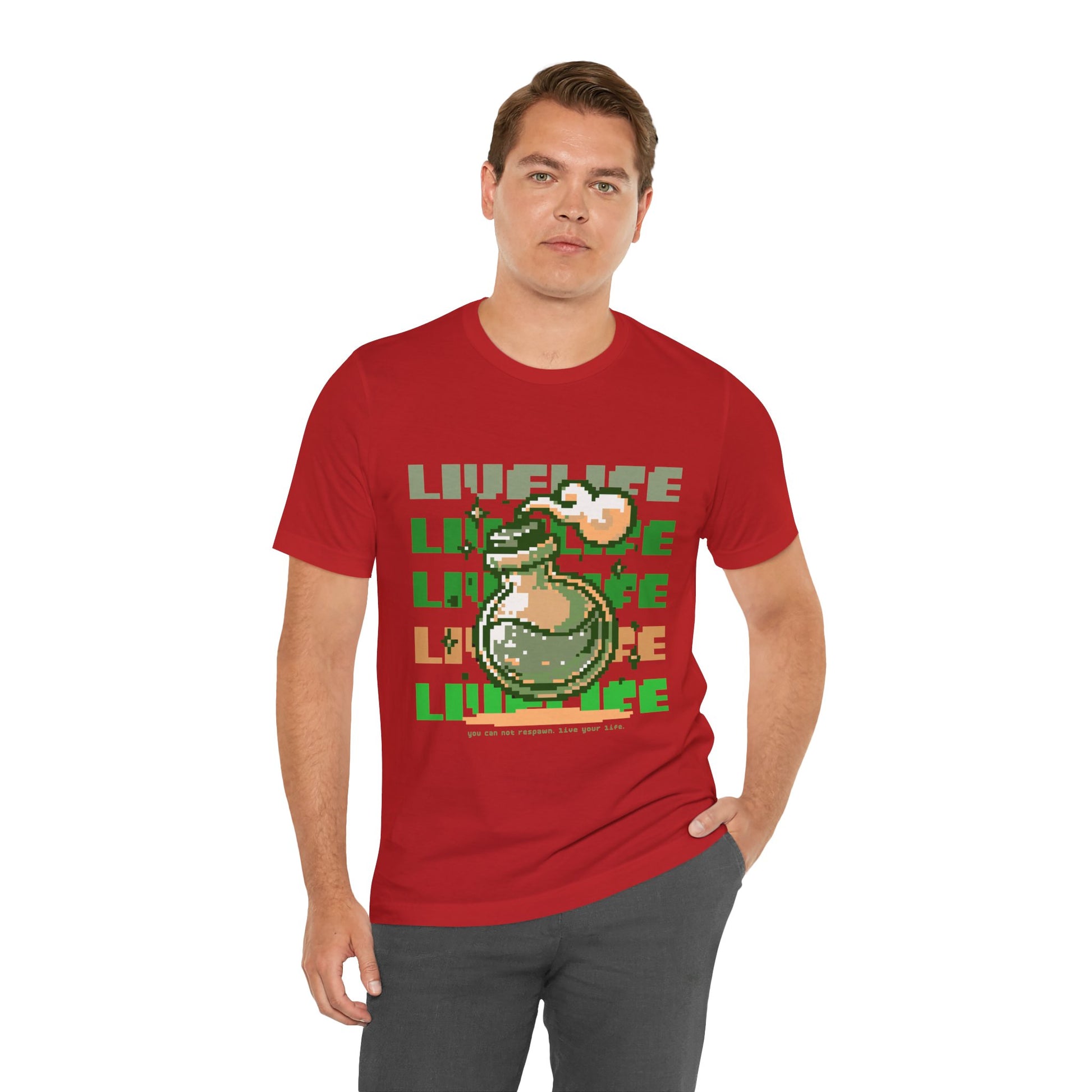 Live Life Pixel Frog Graphic Tee — Retro Gaming Nature T-Shirt