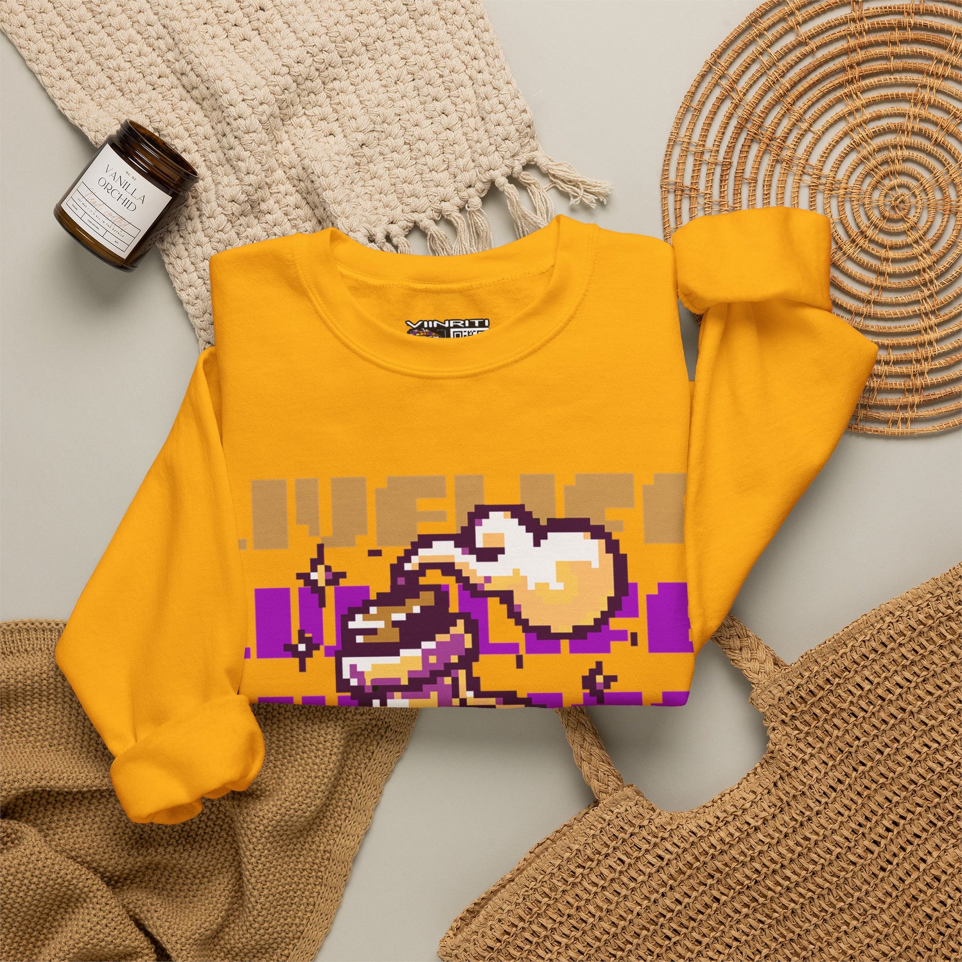 Crewneck Sweatshirt — Pixel Potion 'LIFE' Retro Gaming Graphic