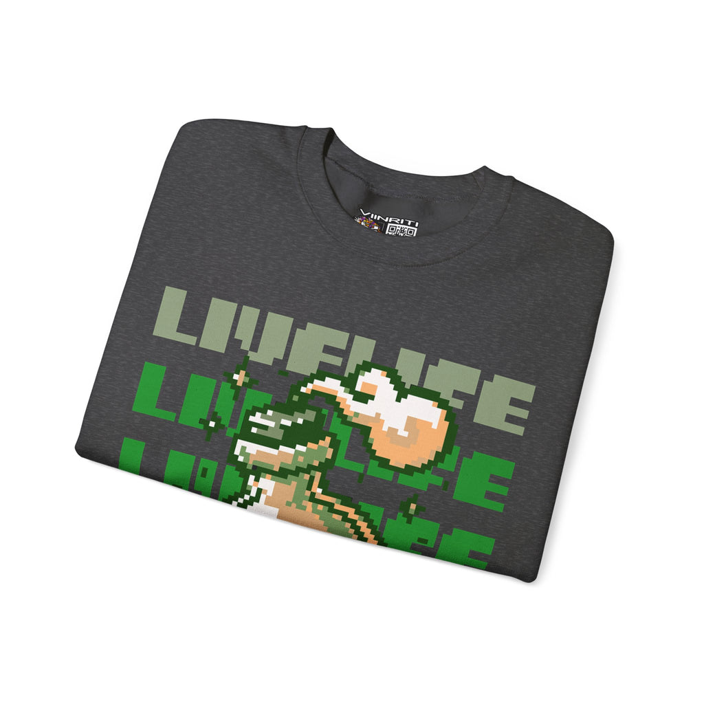 Crewneck Sweatshirt — Pixel Potion 'LIFE' Retro Gaming Graphic