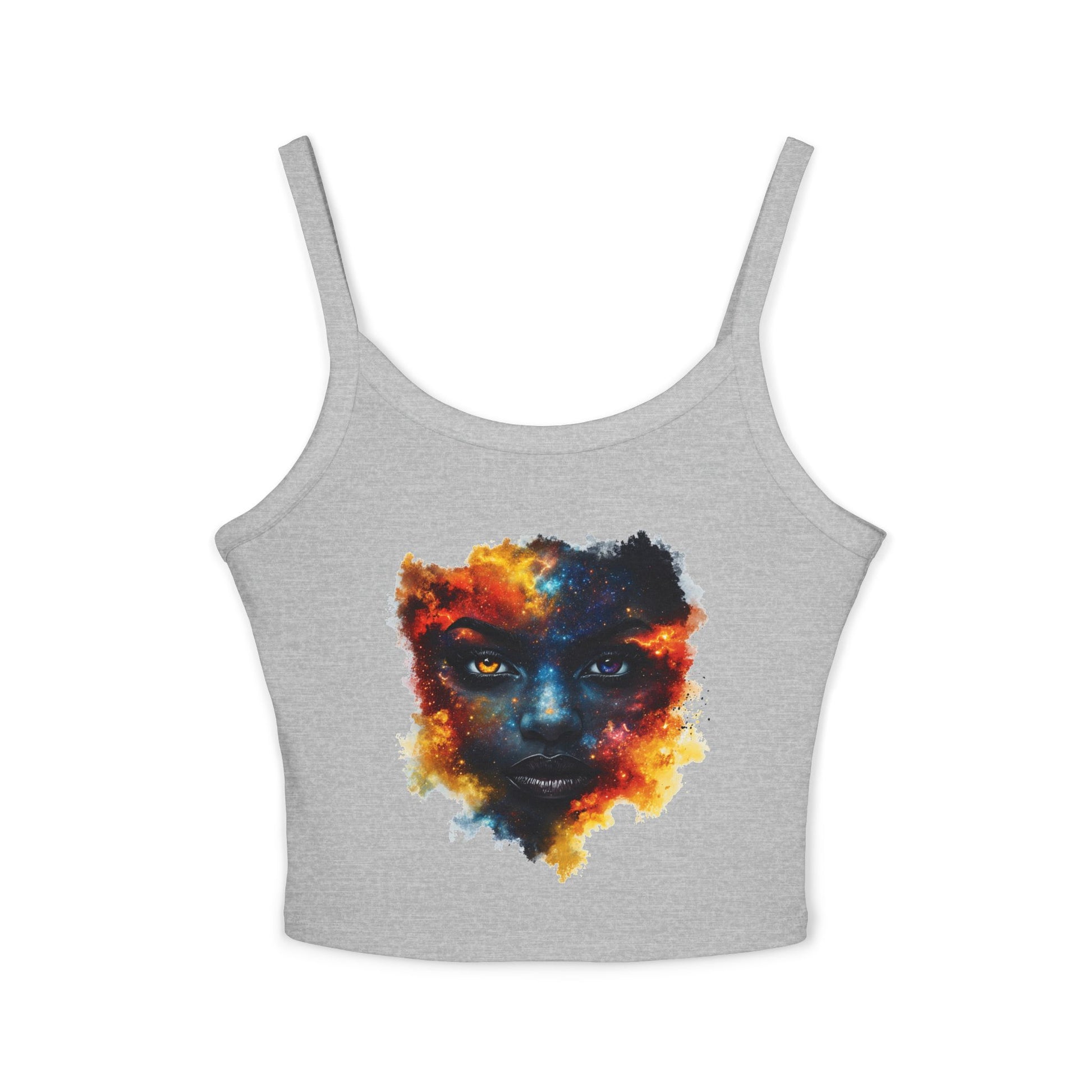 Cosmic Girl  Crop Tank Top — Abstract Galaxy Face Art