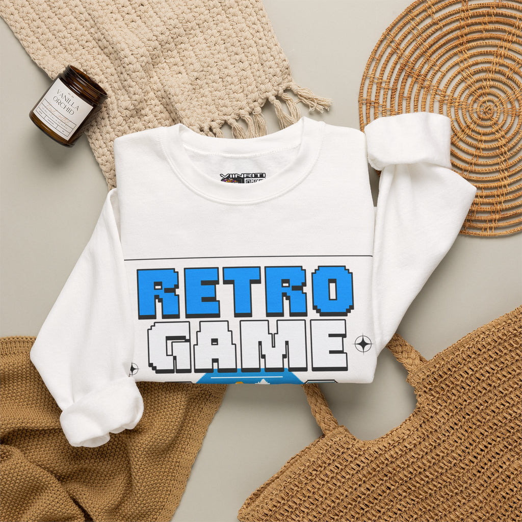 Retro Game Sweatshirt — Vintage 8-Bit Arcade Graphic Crewneck