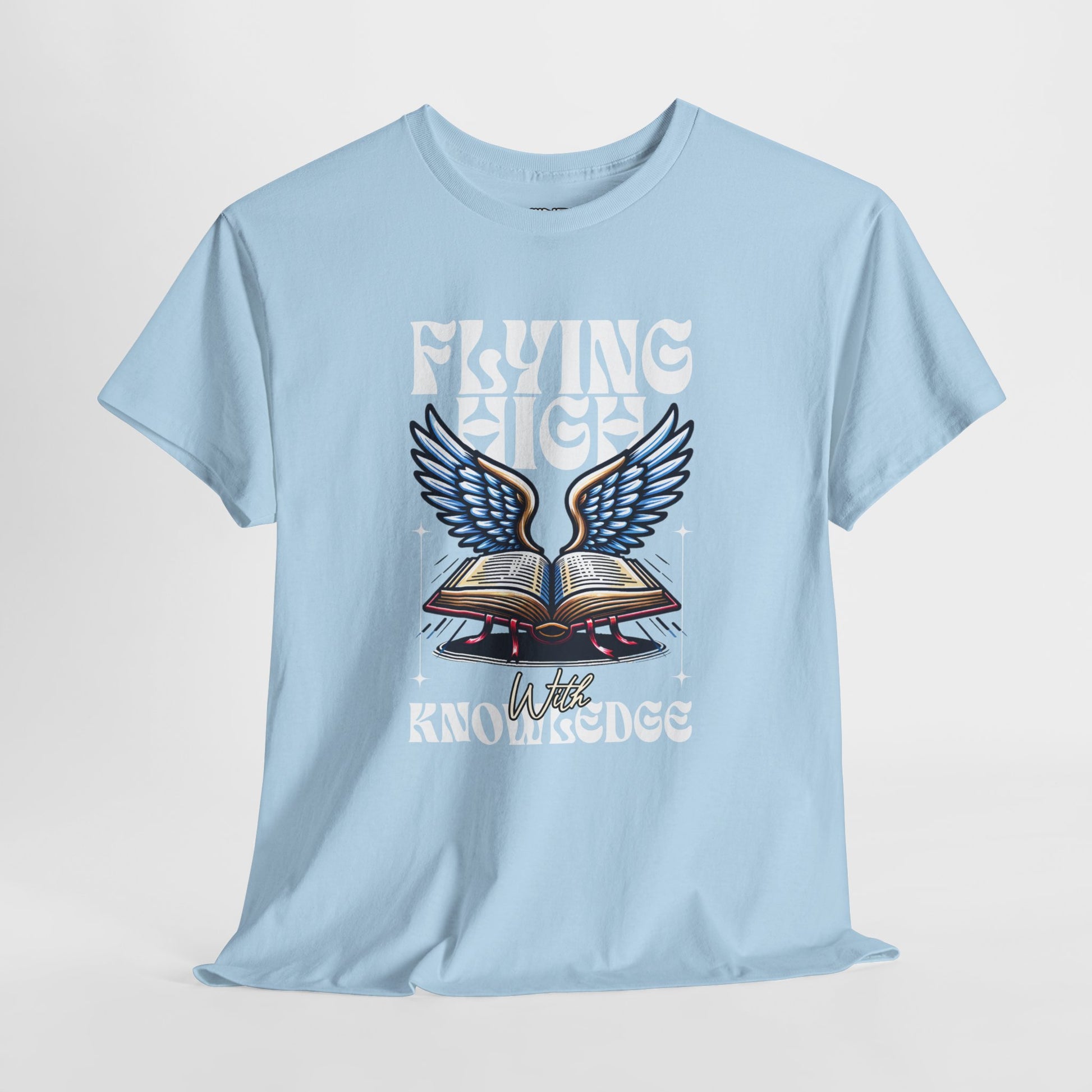 ""Flying High Knowledge T-Shirt — Vintage Winged Book Graphic Tee