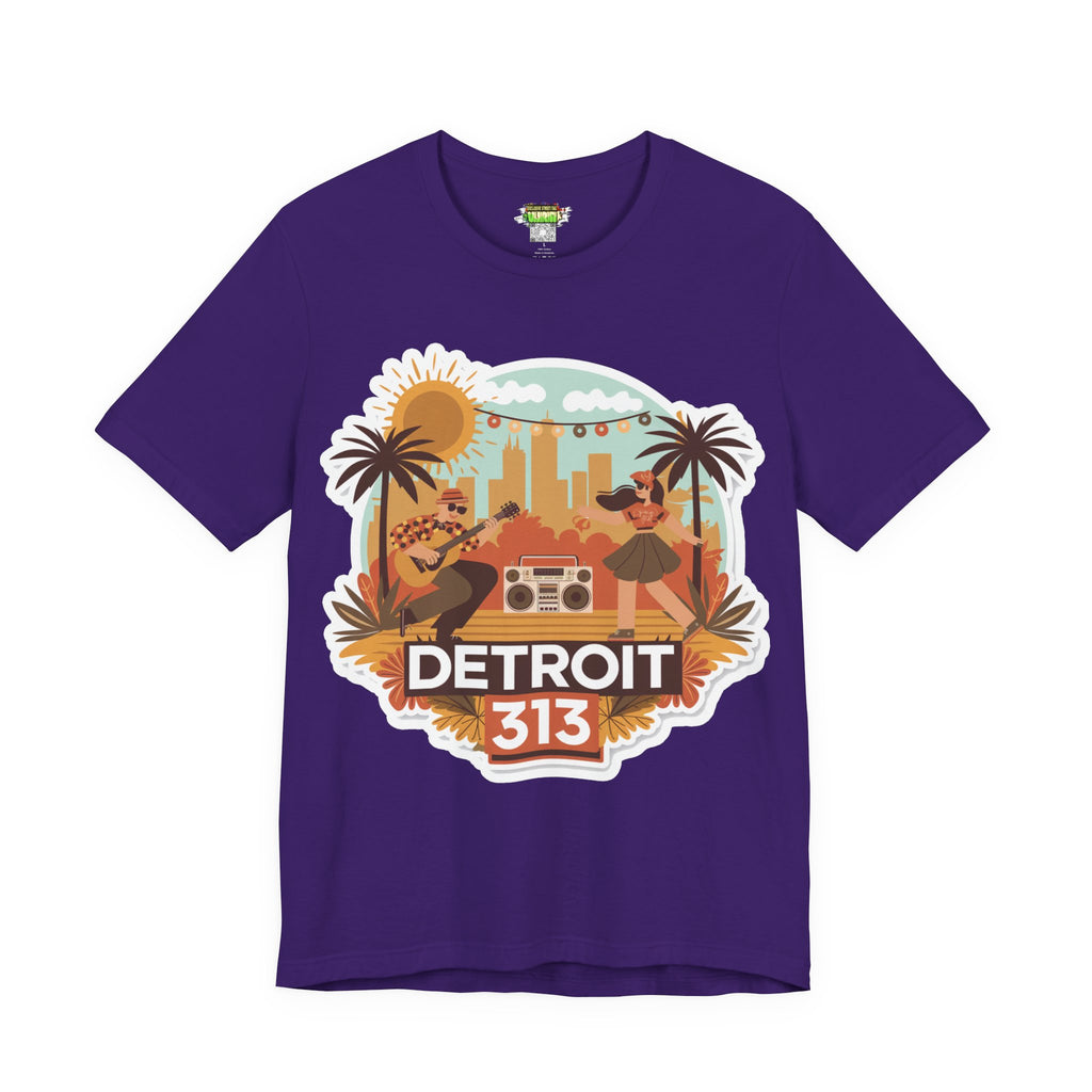 Detroit 313 Summer Retro Tee - Unisex Jersey Short Sleeve T-Shirt for City Lovers, Travel Enthusiasts, Casual Wear, Gifts, Summer Vibes