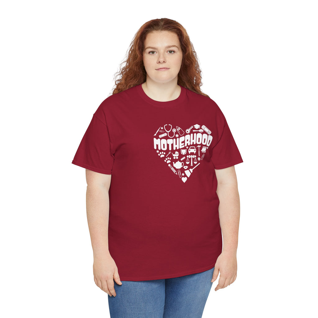 Motherhood Heart Tee — Mom Life Graphic T-Shirt