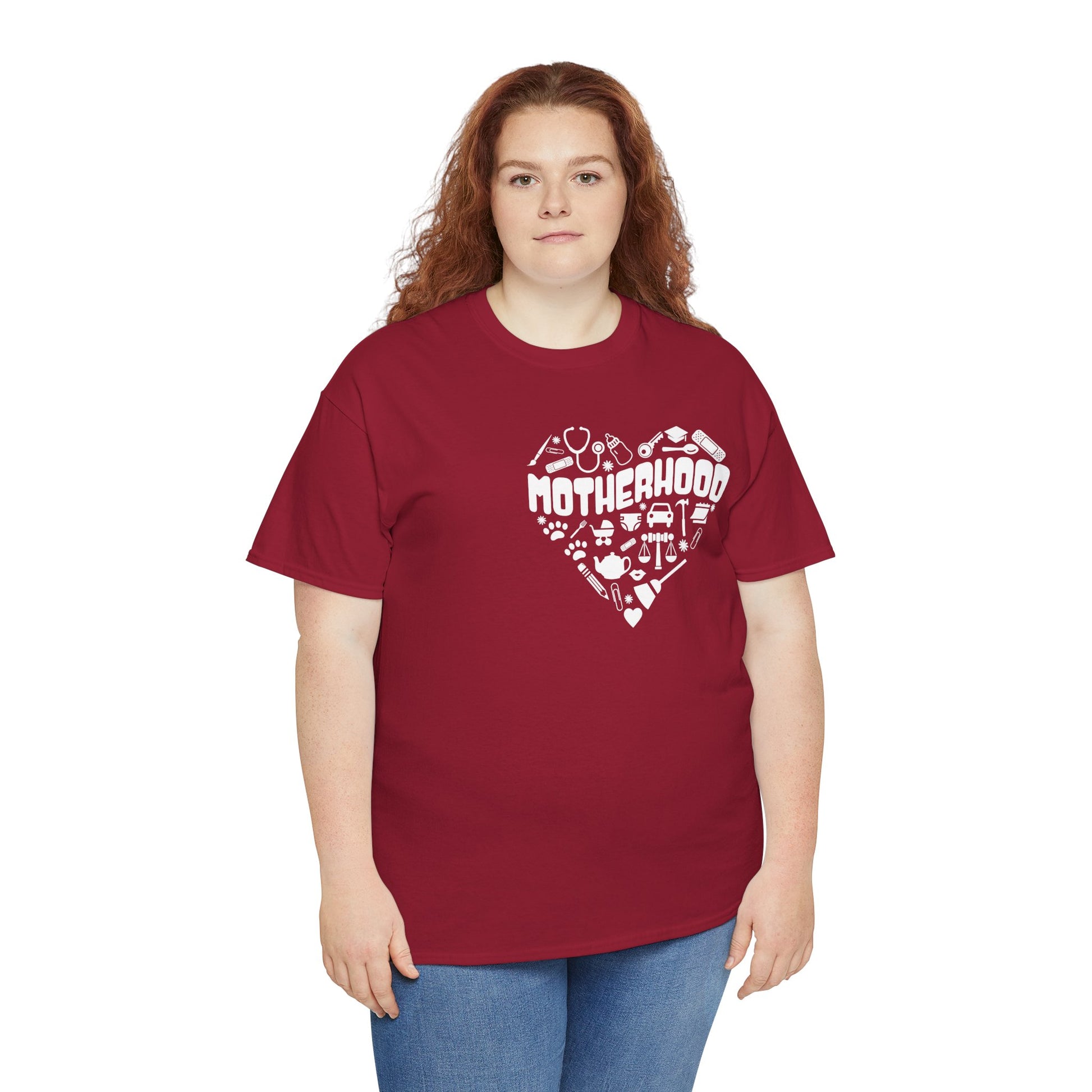 Motherhood Heart Tee — Mom Life Graphic T-Shirt