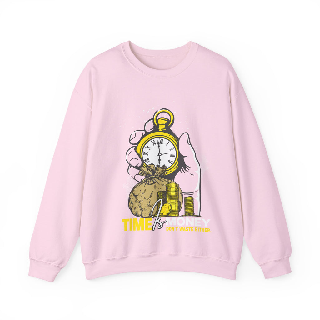 "Time Is Money" Graphic Pocket Watch & Coins Crewneck Sweatshirt -