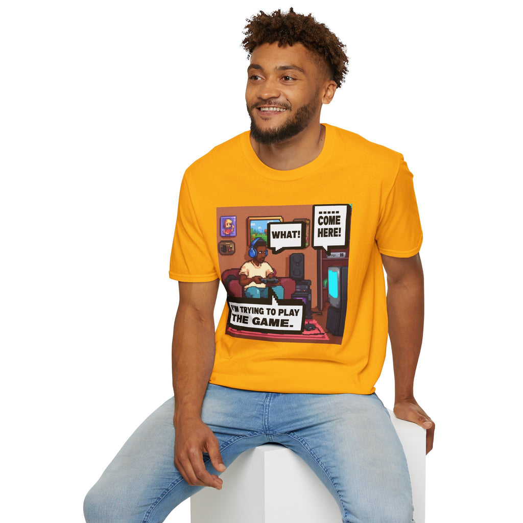 Gamer Comic Tee — "I'm Trying to Play the Game" Graphic T-Shirt
