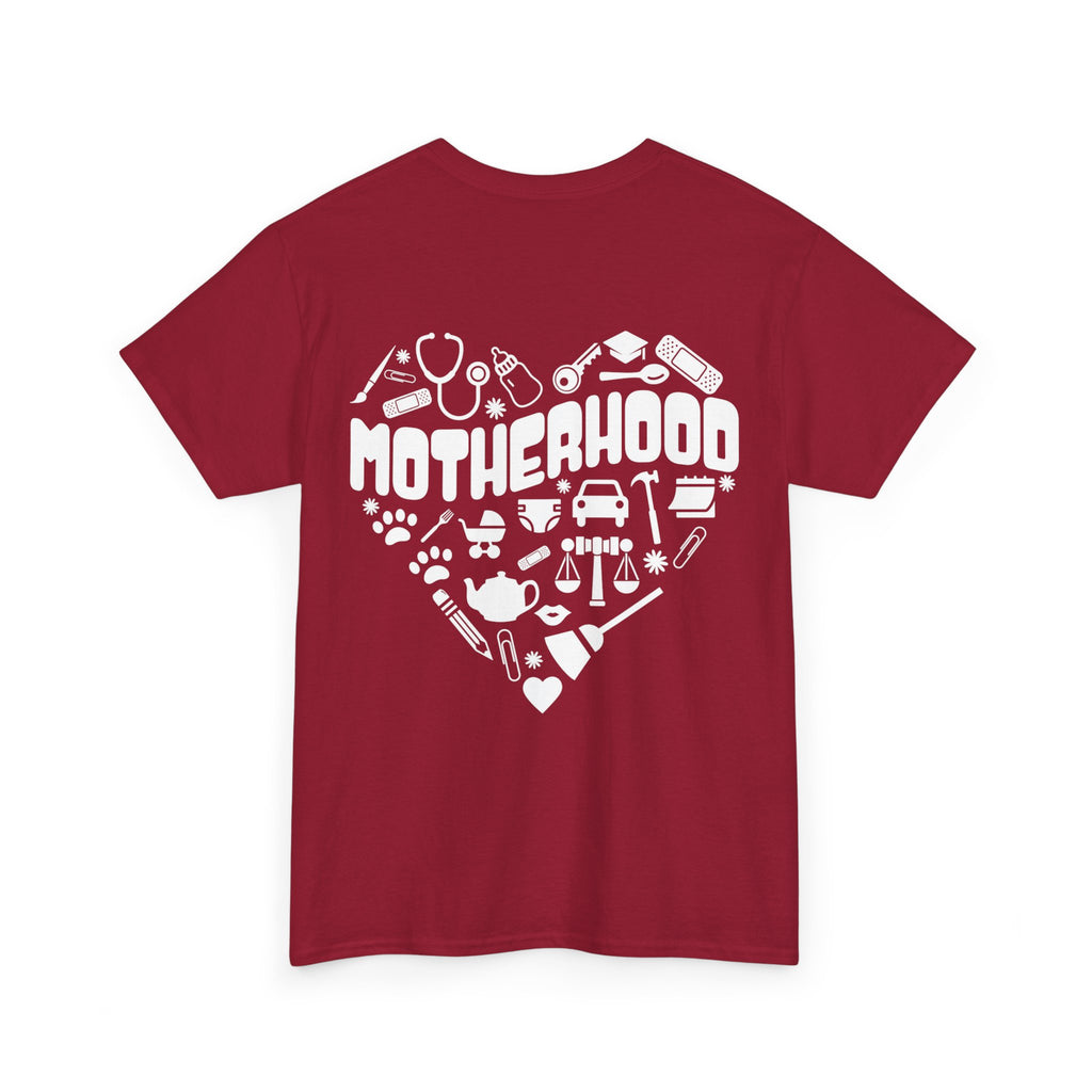 Motherhood Heart Tee — Mom Life Graphic T-Shirt