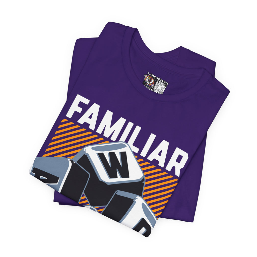 ""Gamer WASD Keys T‑Shirt — "Familiar to Gamers" Retro Keycap Tee