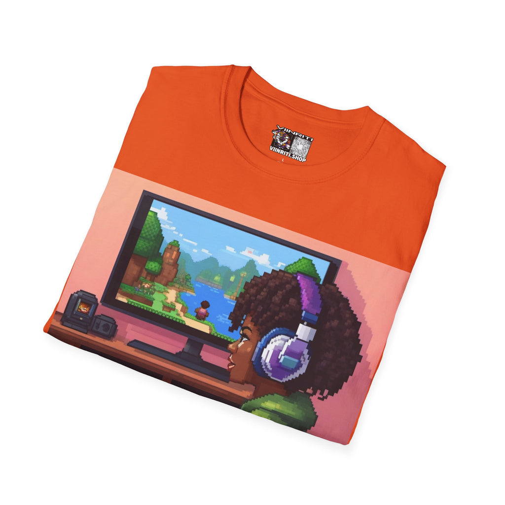 Girl Gamer T-Shirt — Retro Pixel Art ‘GIRL GAMER HERE!’ Tee for Female Gamers