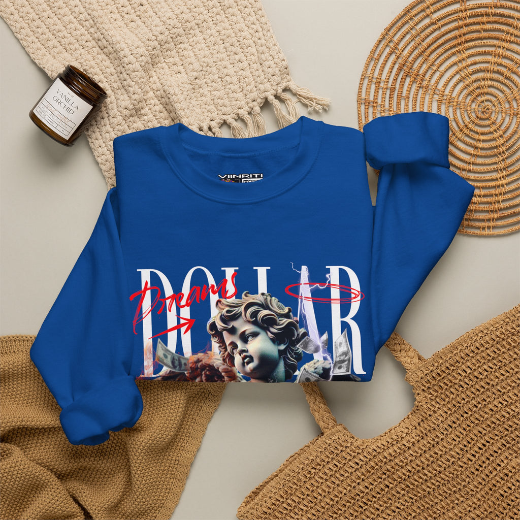 Crewneck Sweatshirt — 'Dollar' Statue Collage Graphic