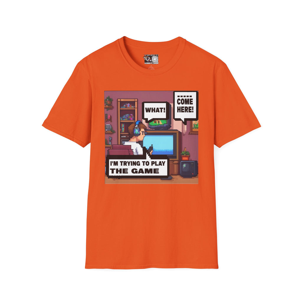 Gamer Room T-Shirt — "I'm Trying to Play the Game" Retro Pixel Art Tee