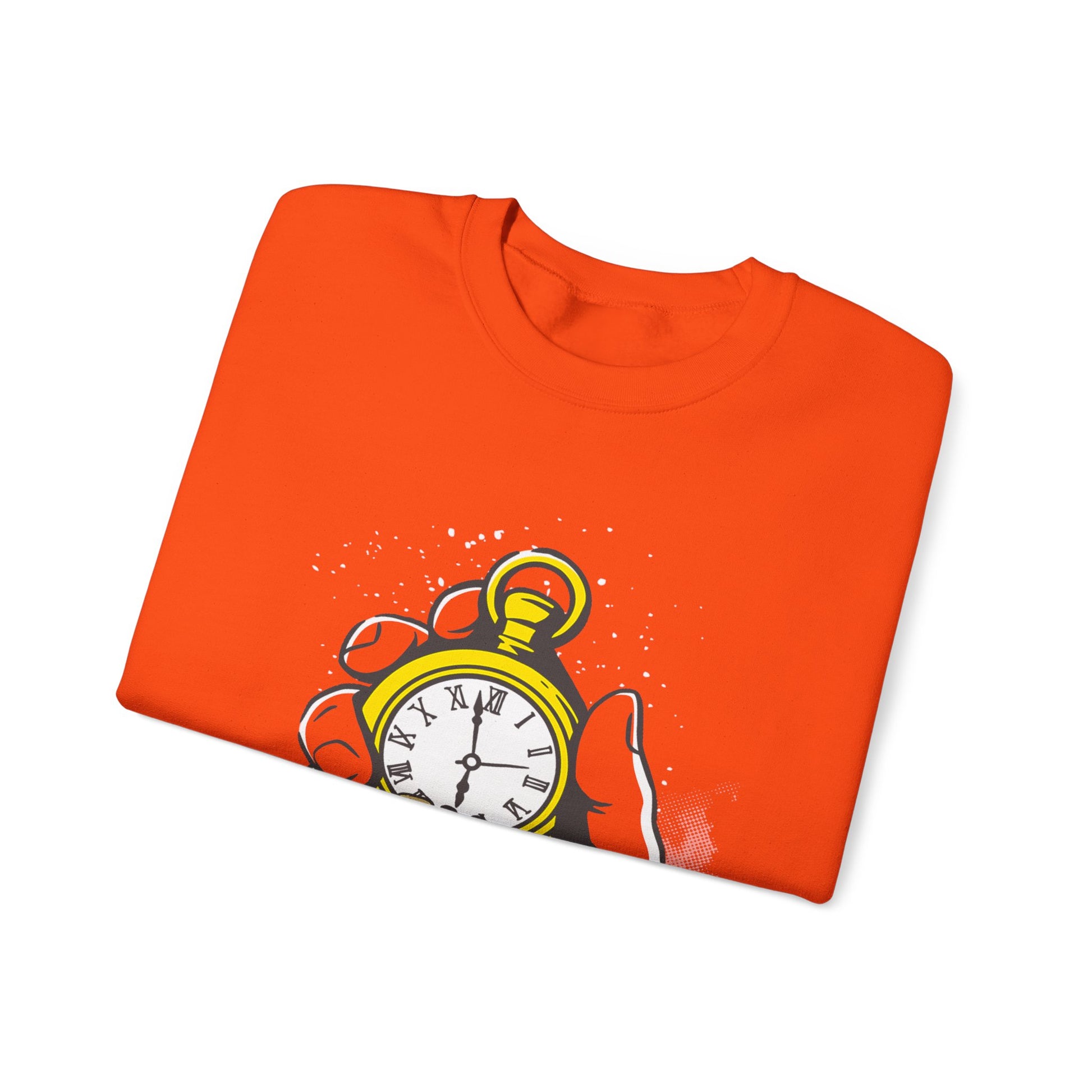 "Time Is Money" Graphic Pocket Watch & Coins Crewneck Sweatshirt -