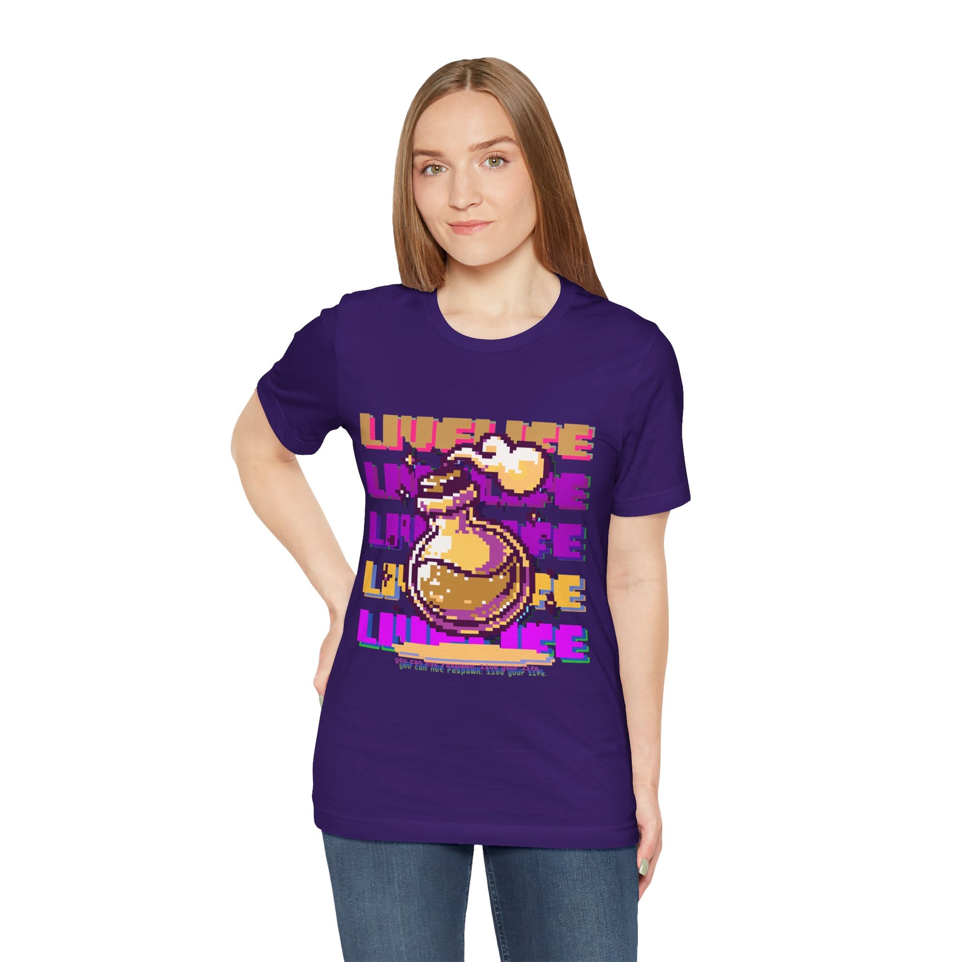 Live Life Pixel Frog Graphic Tee — Retro Gaming Nature T-Shirt