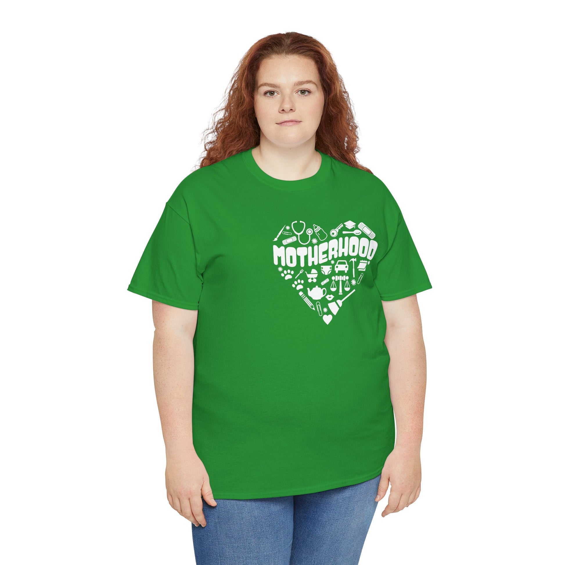 Motherhood Heart Tee — Mom Life Graphic T-Shirt