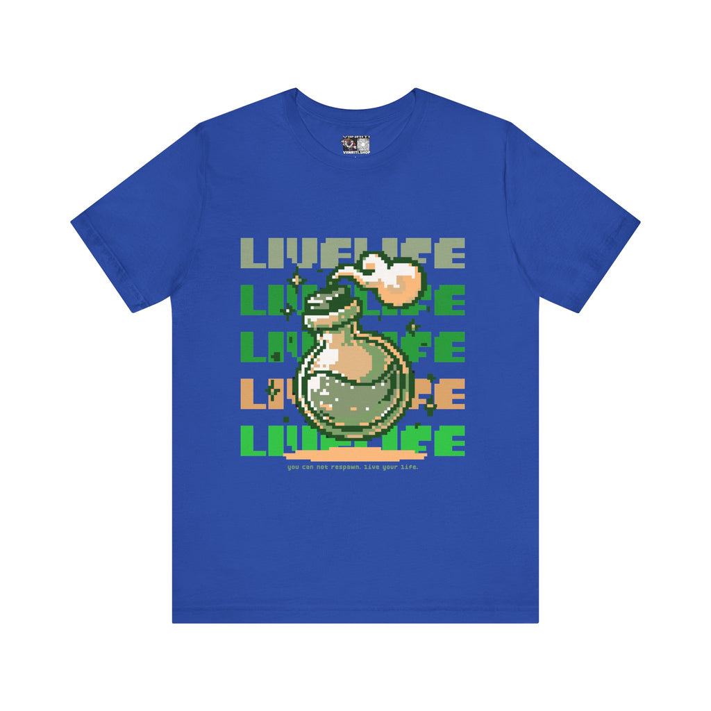 Live Life Pixel Frog Graphic Tee — Retro Gaming Nature T-Shirt