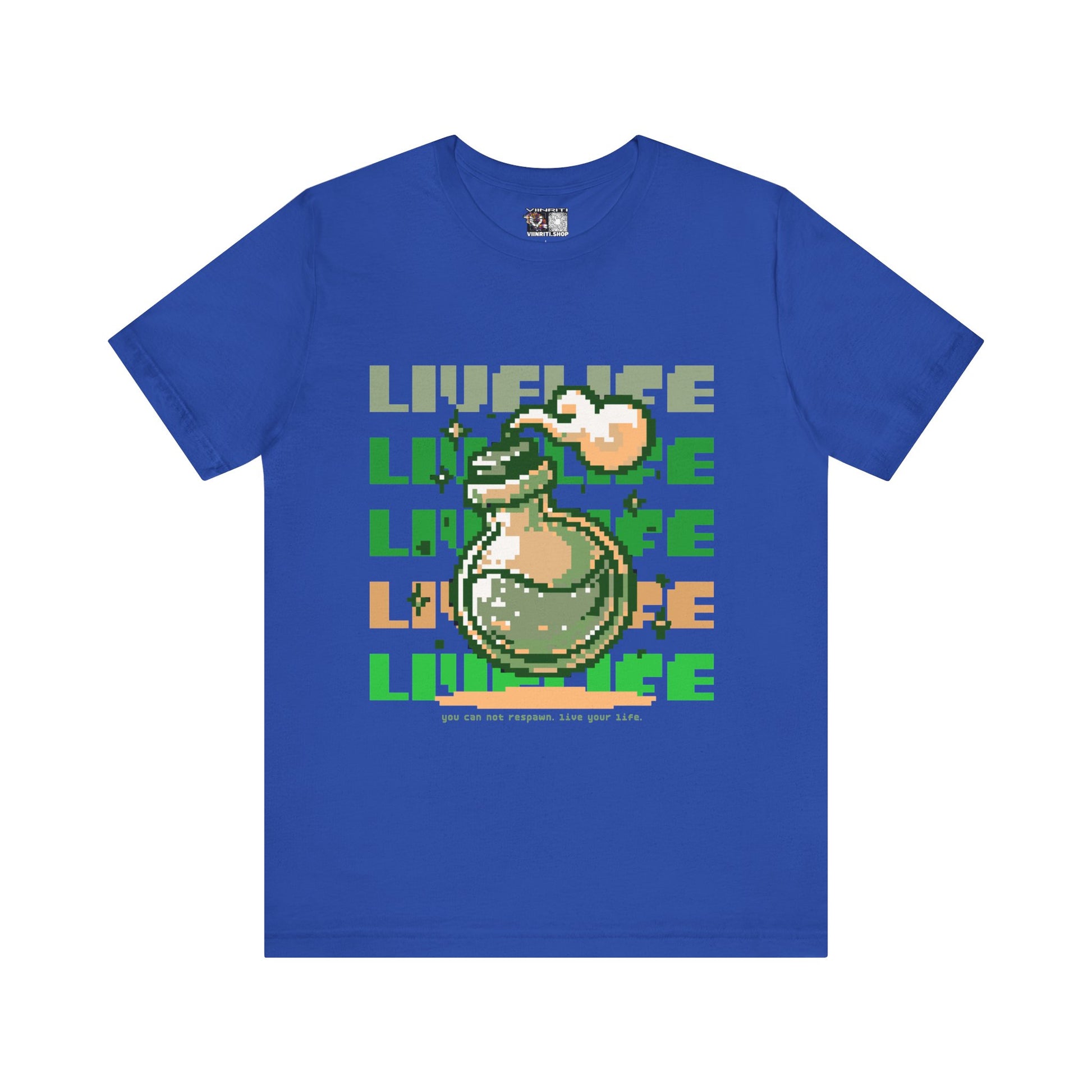Live Life Pixel Frog Graphic Tee — Retro Gaming Nature T-Shirt