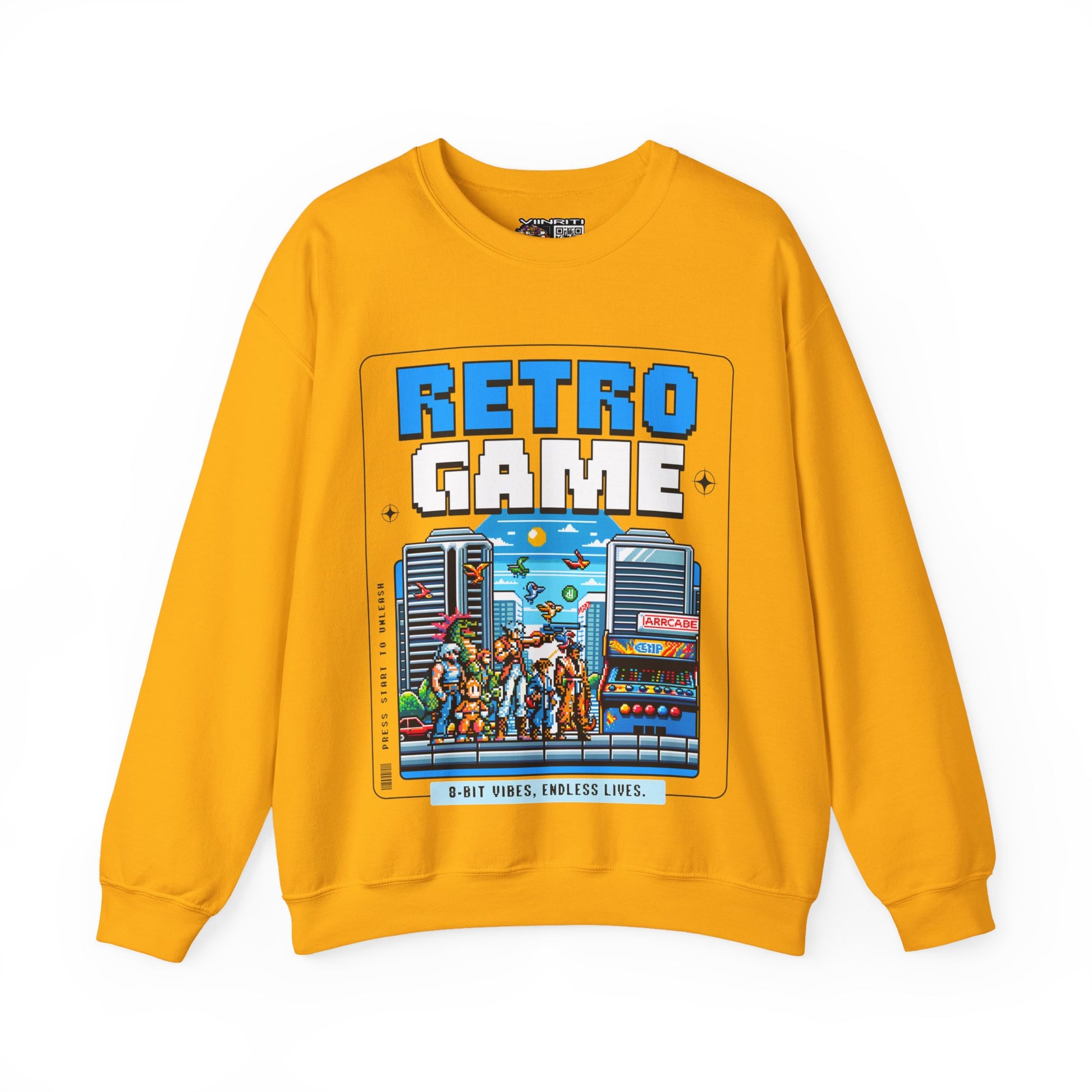 Retro Game Sweatshirt — Vintage 8-Bit Arcade Graphic Crewneck