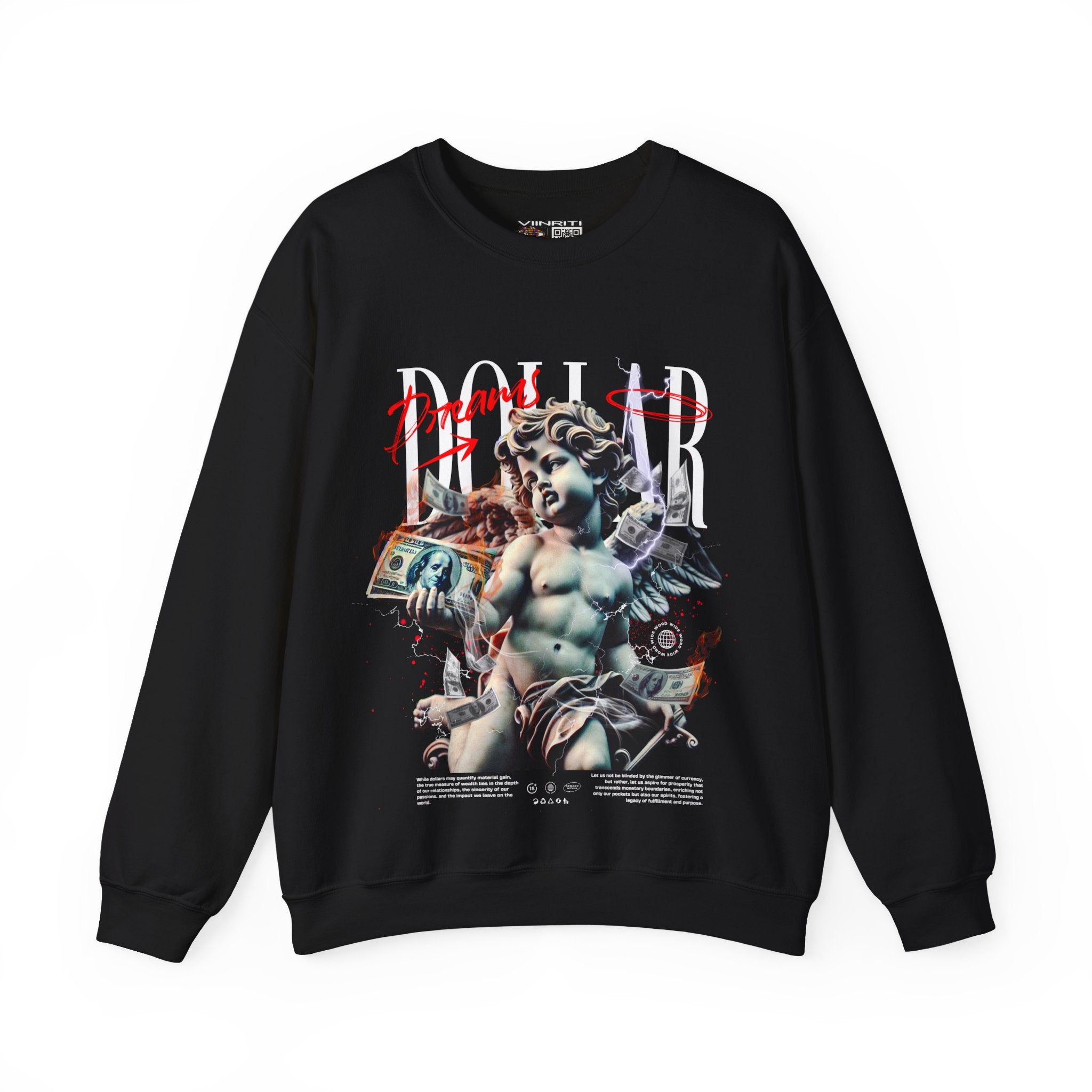 Crewneck Sweatshirt — 'Dollar' Statue Collage Graphic