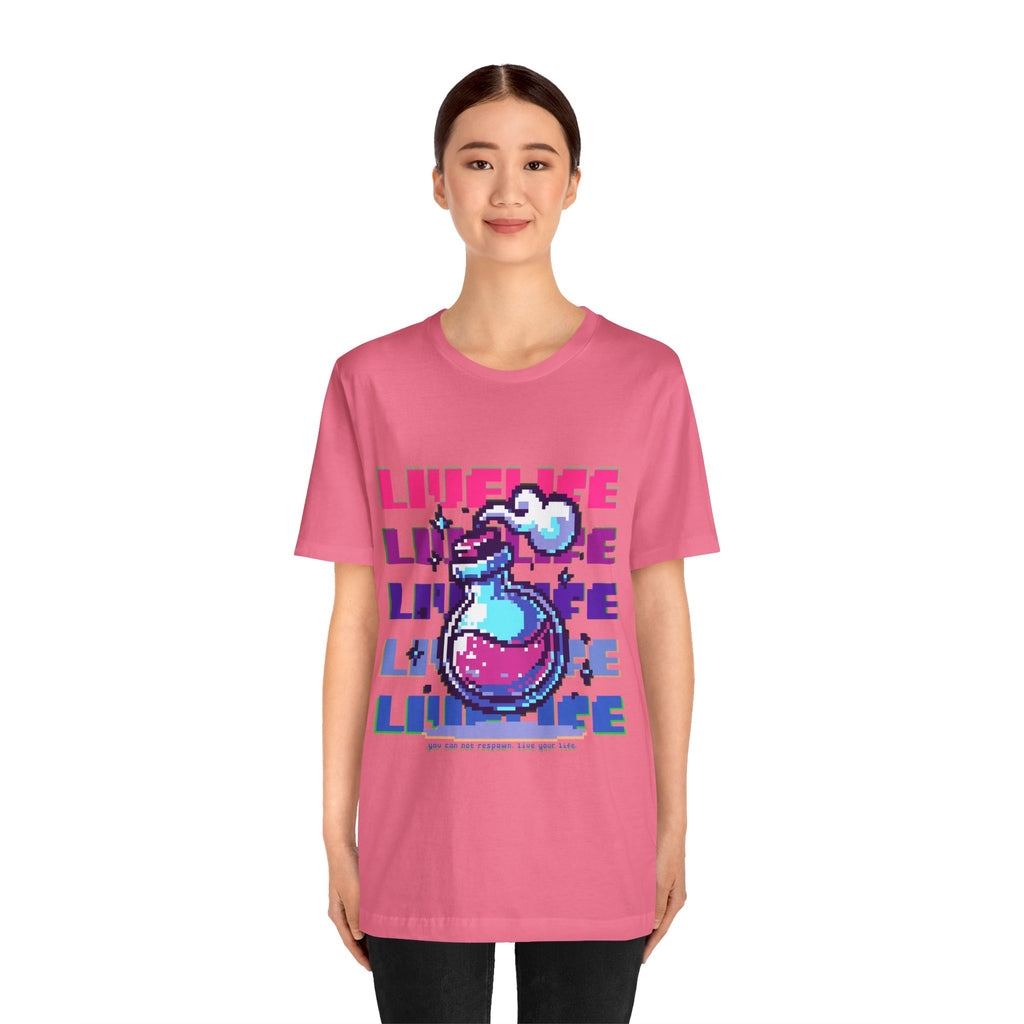 Live Life Pixel Frog Graphic Tee — Retro Gaming Nature T-Shirt