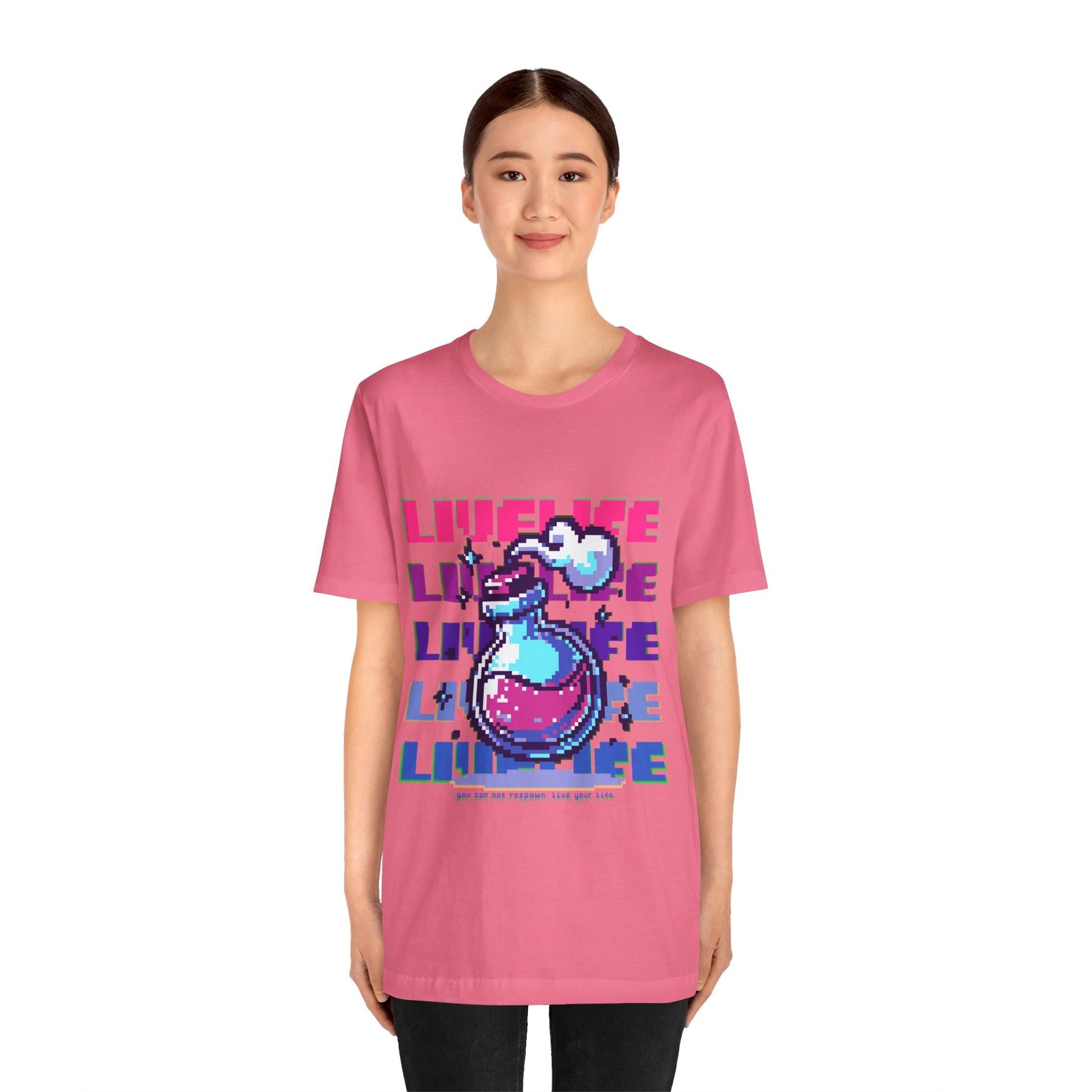 Live Life Pixel Frog Graphic Tee — Retro Gaming Nature T-Shirt