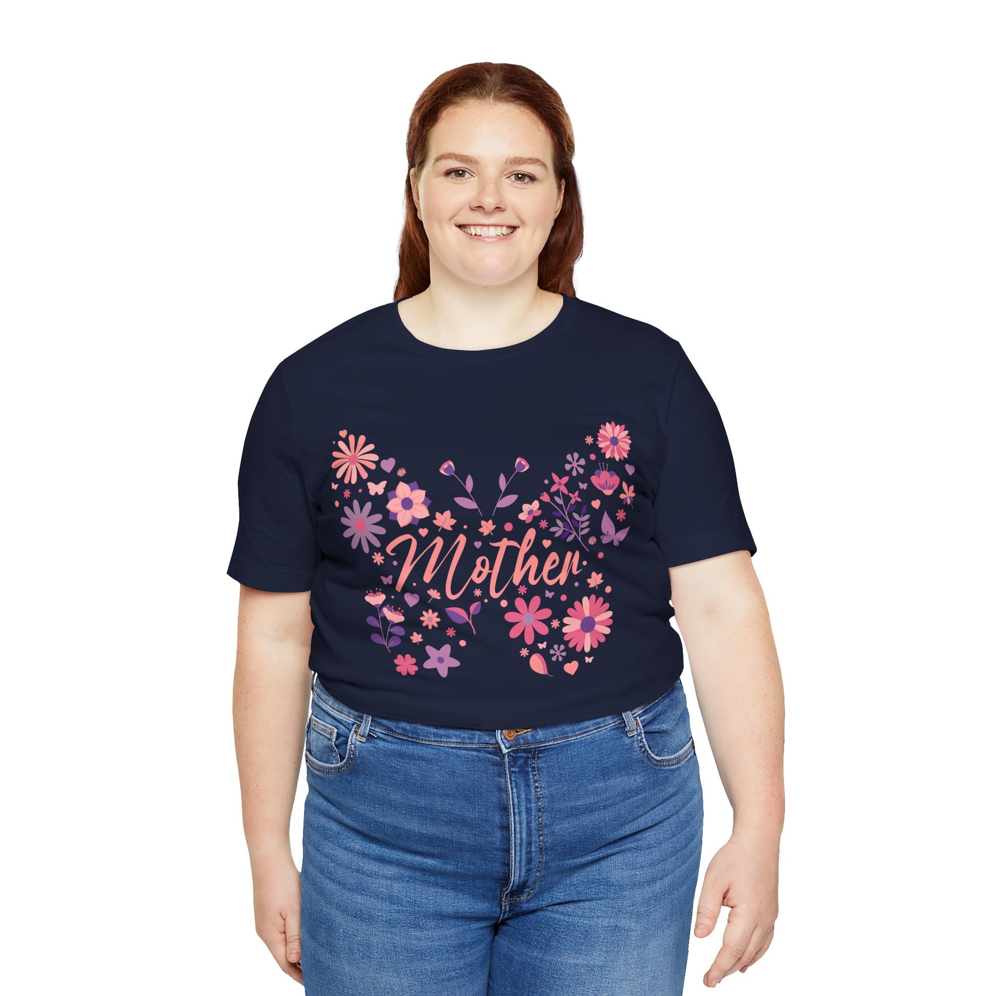 Butterfly Mother T-Shirt,Tee for Mom, Floral Gift, Birthday Present, Mother's Day Apparel, Cute Butterfly Design