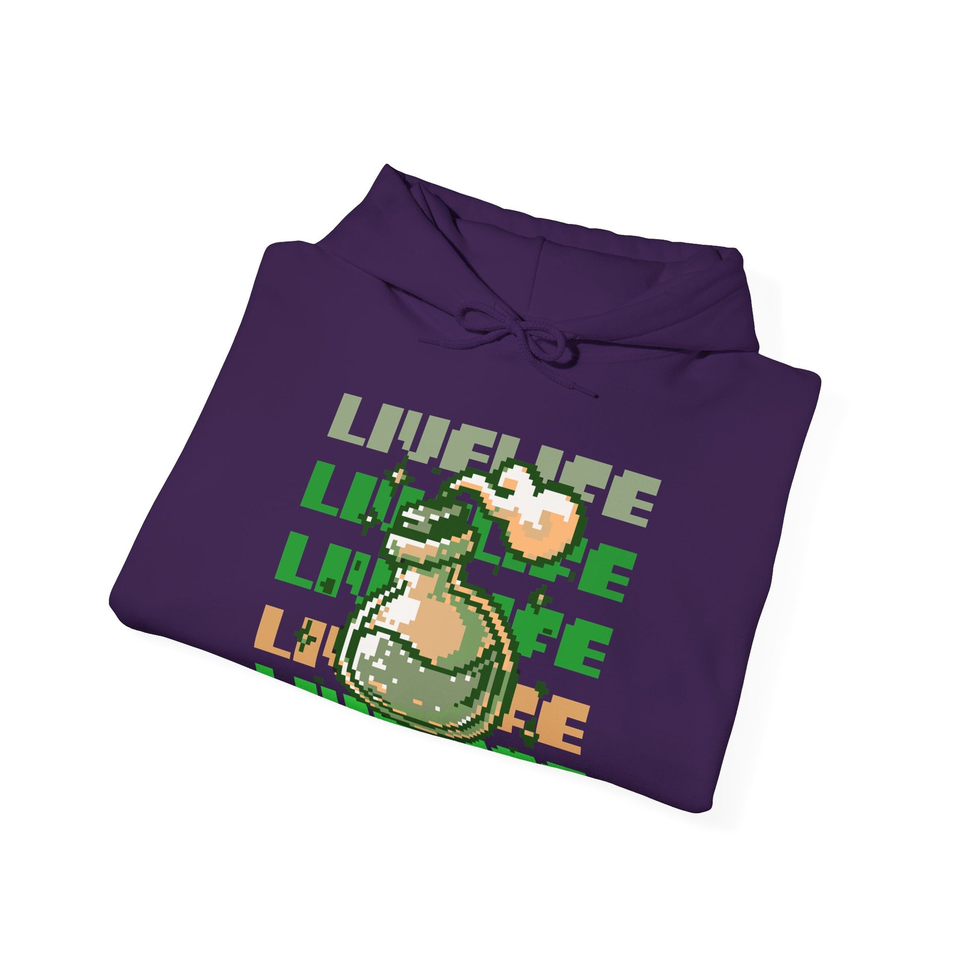 Live Life Dino Hoodie — Cute Retro Cartoon T-Rex Graphic Sweatshirt
