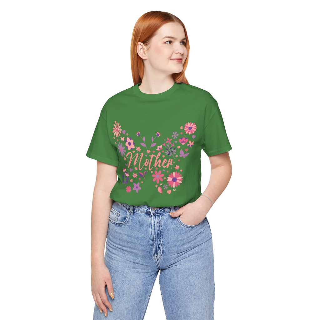 Butterfly Mother T-Shirt,Tee for Mom, Floral Gift, Birthday Present, Mother's Day Apparel, Cute Butterfly Design