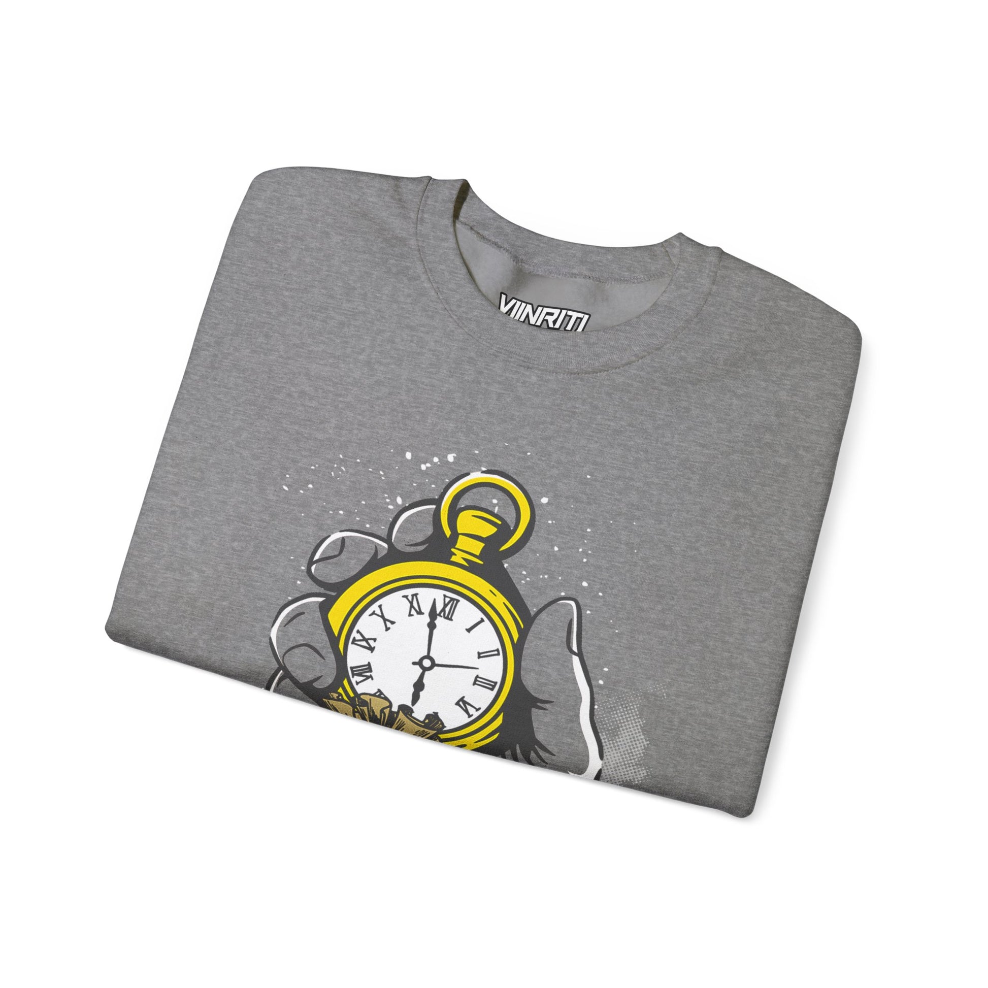Time Is Money Crewneck Sweatshirt — Vintage Pocket Watch Graphic