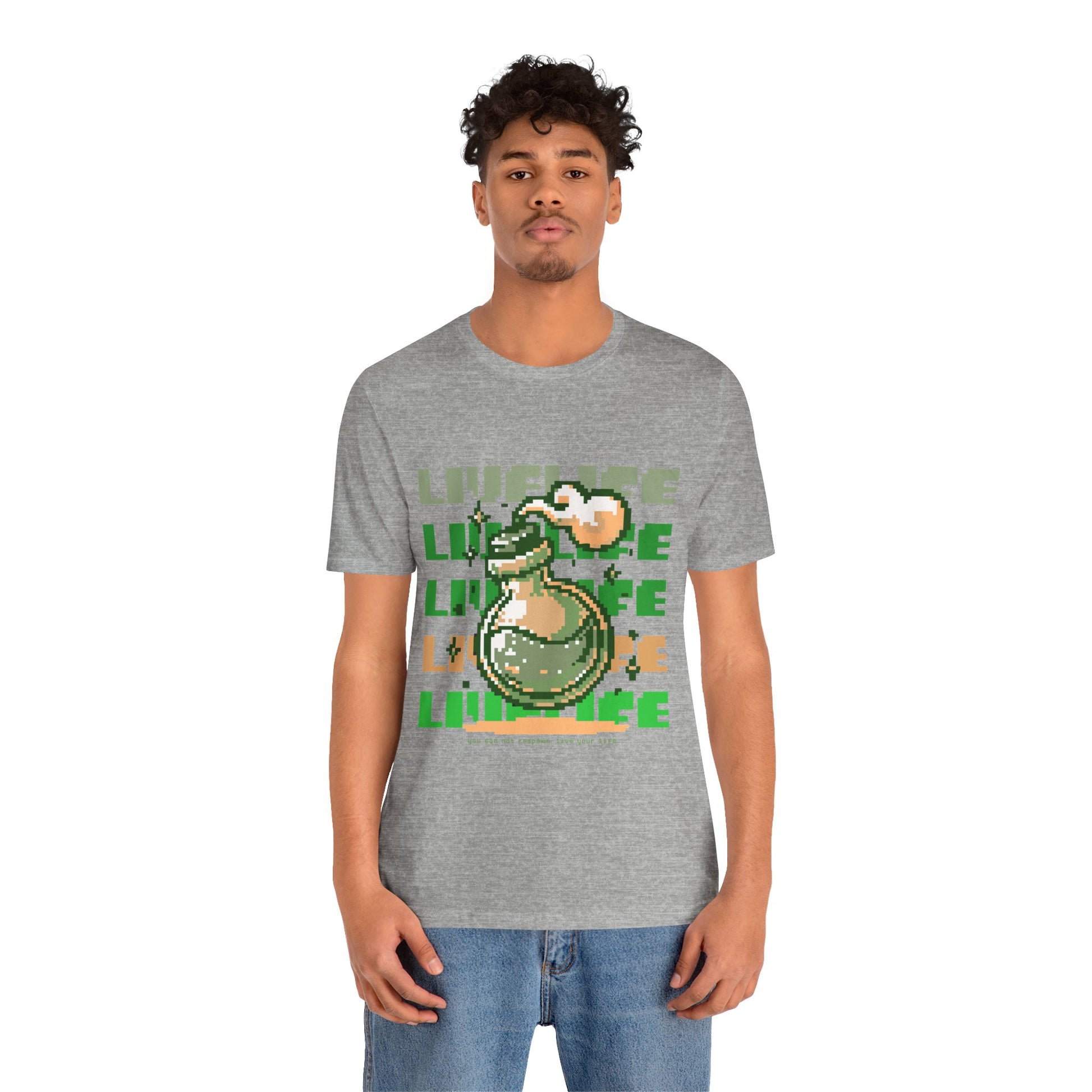 Live Life Pixel Frog Graphic Tee — Retro Gaming Nature T-Shirt
