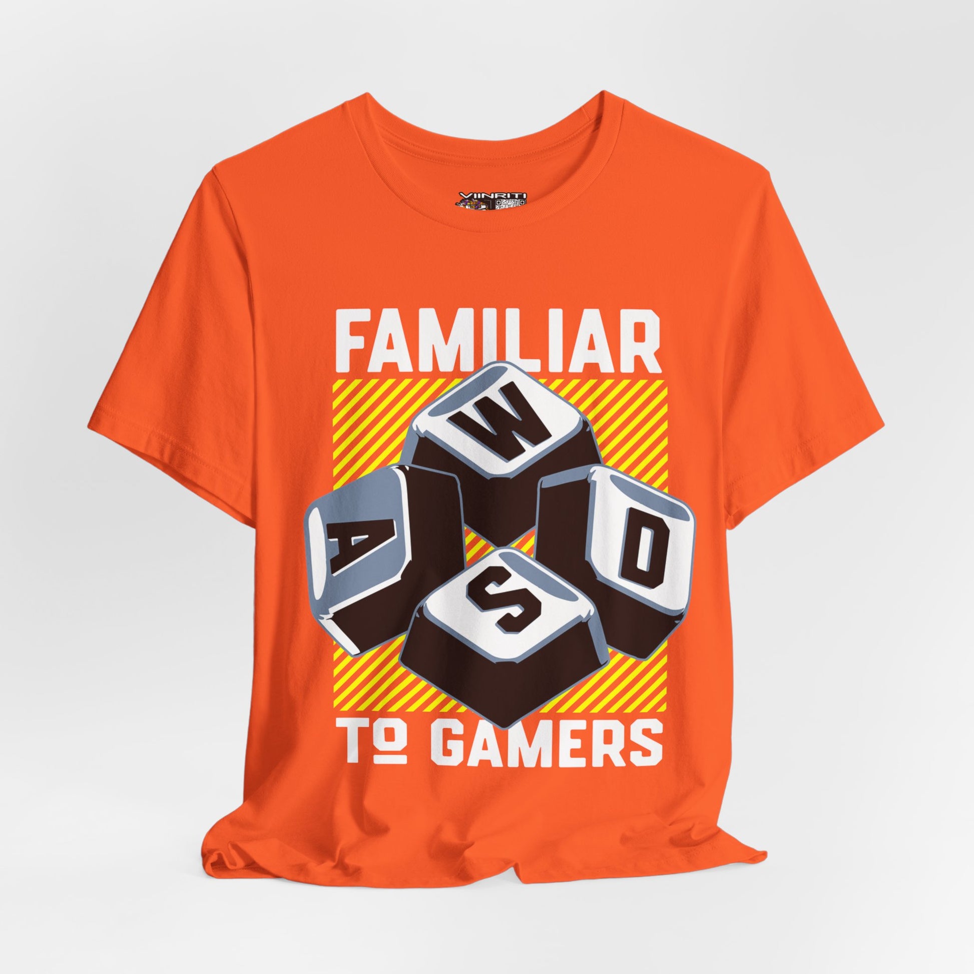 ""Gamer WASD Keys T‑Shirt — "Familiar to Gamers" Retro Keycap Tee
