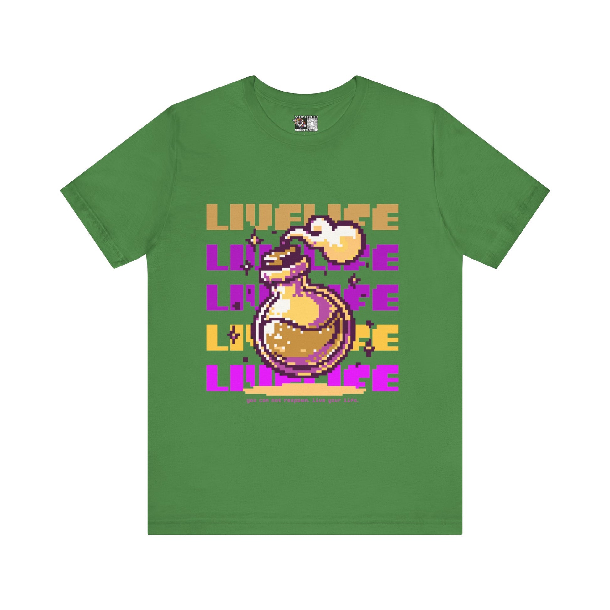 Live Life Pixel Frog Graphic Tee — Retro Gaming Nature T-Shirt