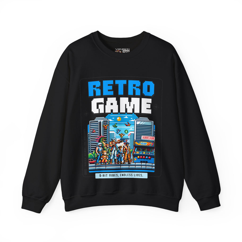Retro Game Sweatshirt — Vintage 8-Bit Arcade Graphic Crewneck