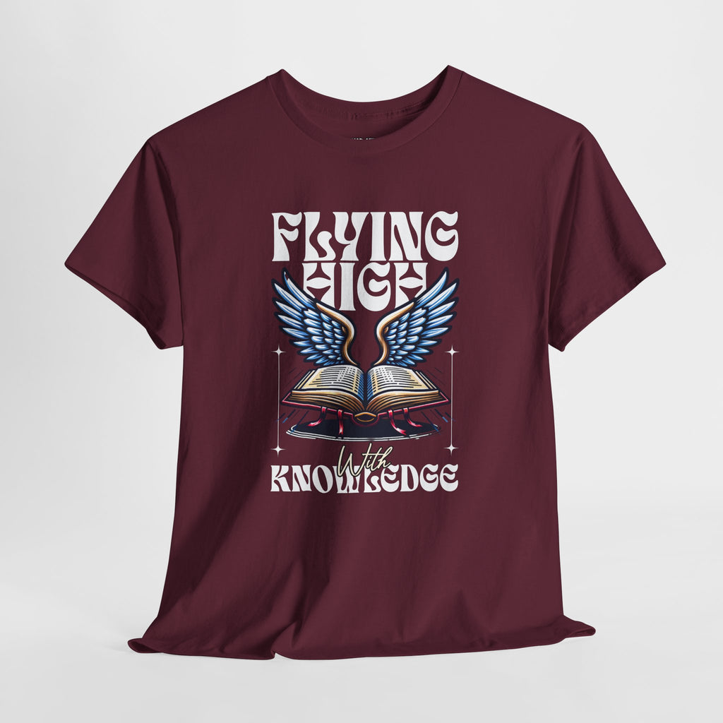 ""Flying High Knowledge T-Shirt — Vintage Winged Book Graphic Tee