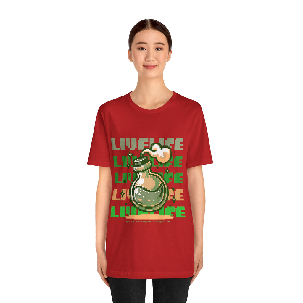 Live Life Pixel Frog Graphic Tee — Retro Gaming Nature T-Shirt