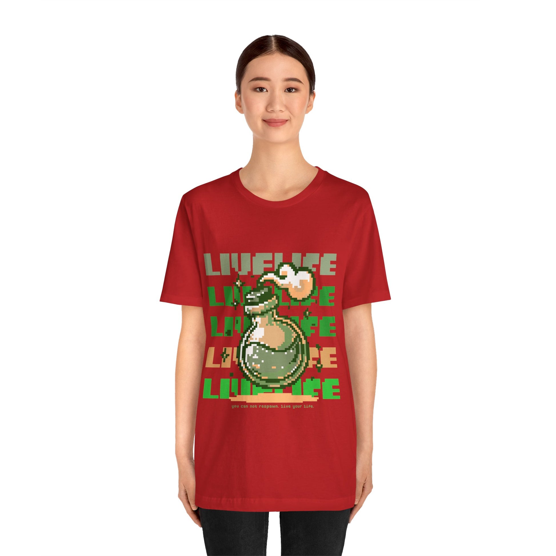 Live Life Pixel Frog Graphic Tee — Retro Gaming Nature T-Shirt