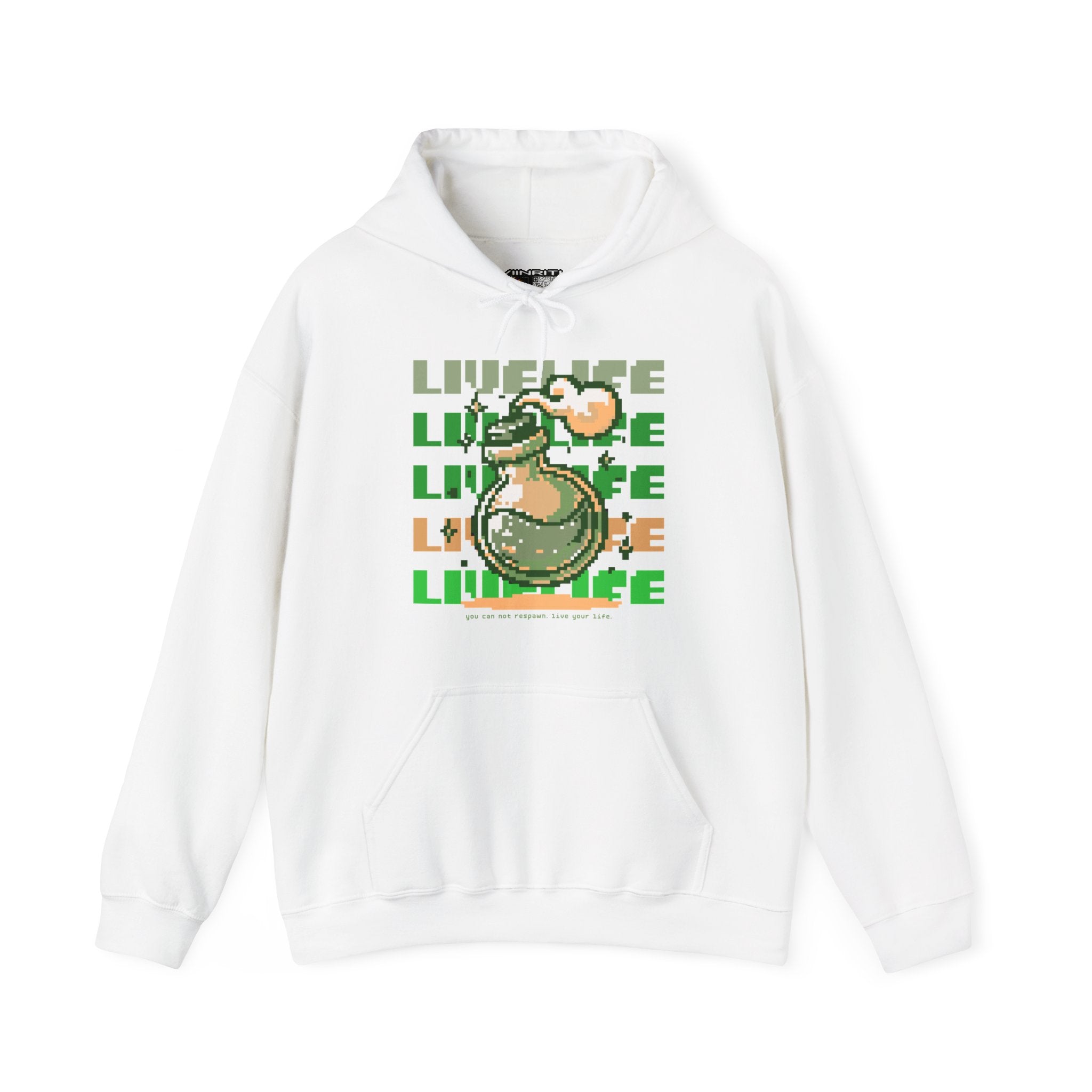 Live Life Dino Hoodie — Cute Retro Cartoon T-Rex Graphic Sweatshirt