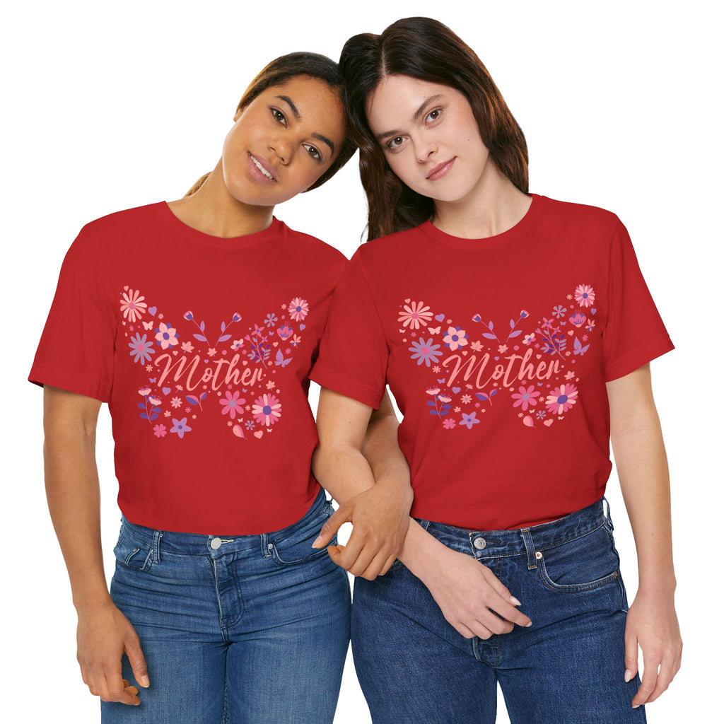 Butterfly Mother T-Shirt,Tee for Mom, Floral Gift, Birthday Present, Mother's Day Apparel, Cute Butterfly Design