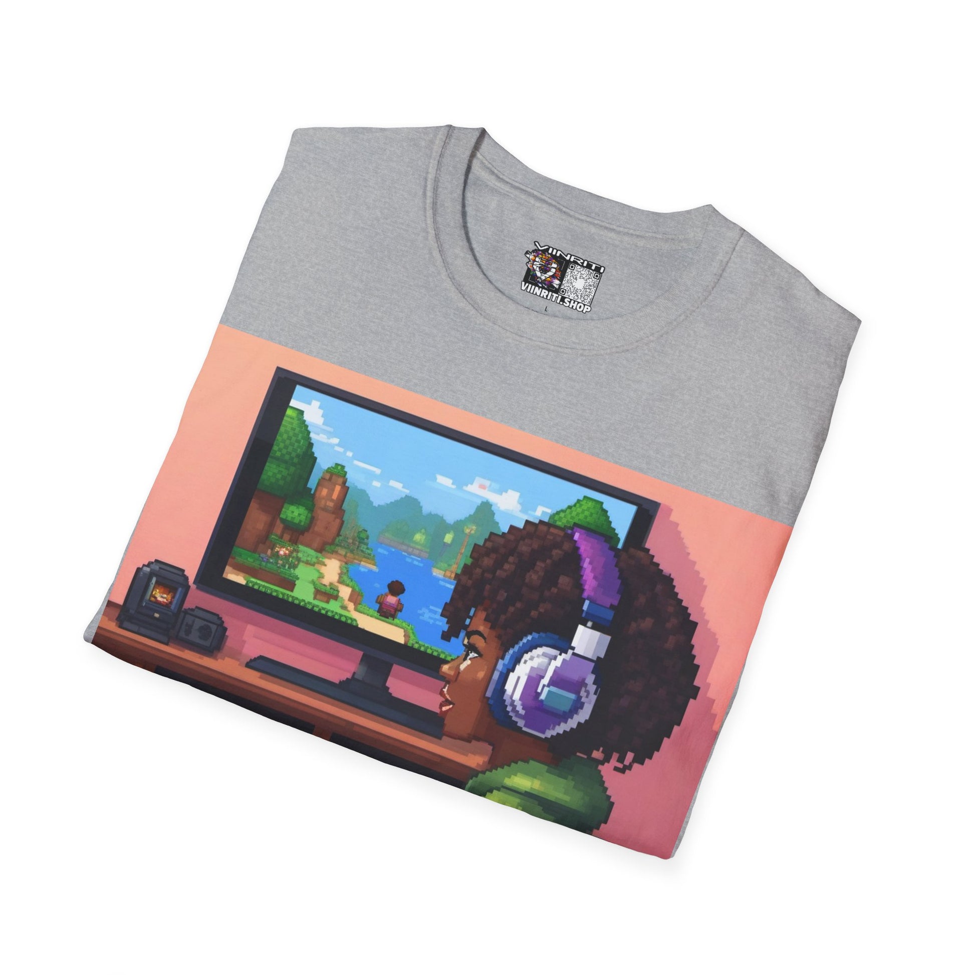 Girl Gamer T-Shirt — Retro Pixel Art ‘GIRL GAMER HERE!’ Tee for Female Gamers