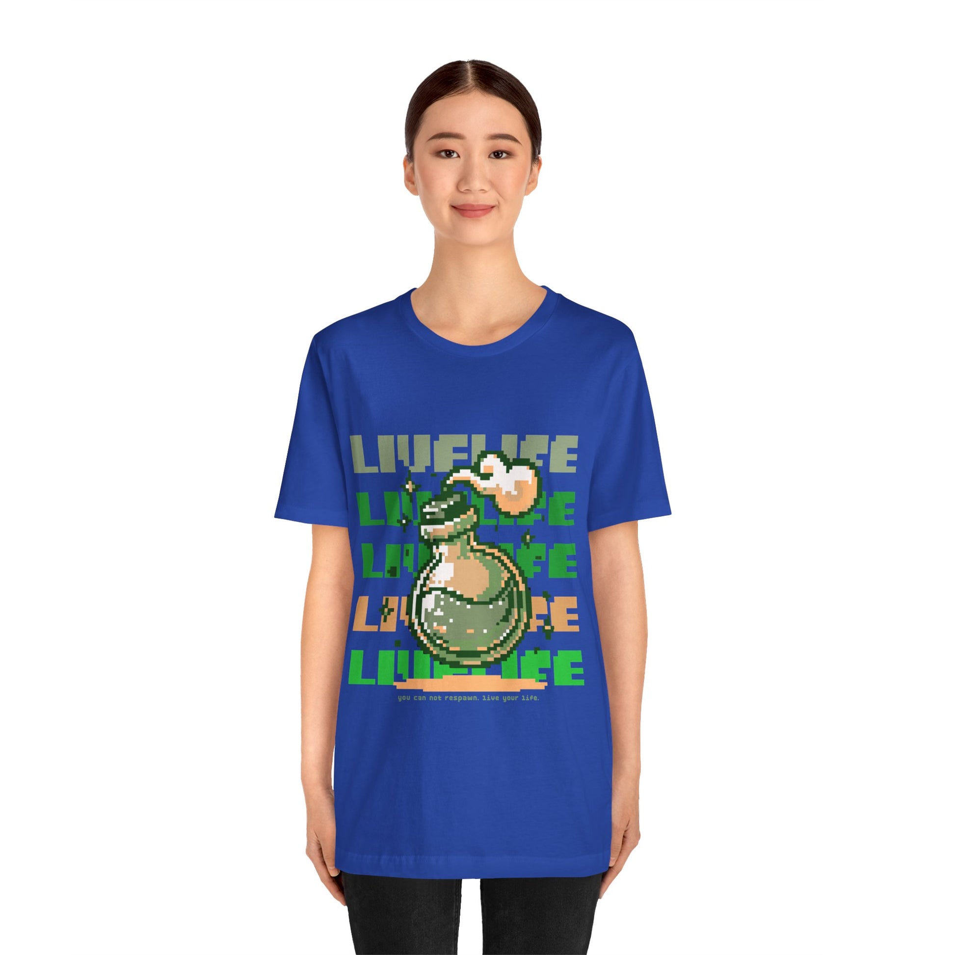 Live Life Pixel Frog Graphic Tee — Retro Gaming Nature T-Shirt